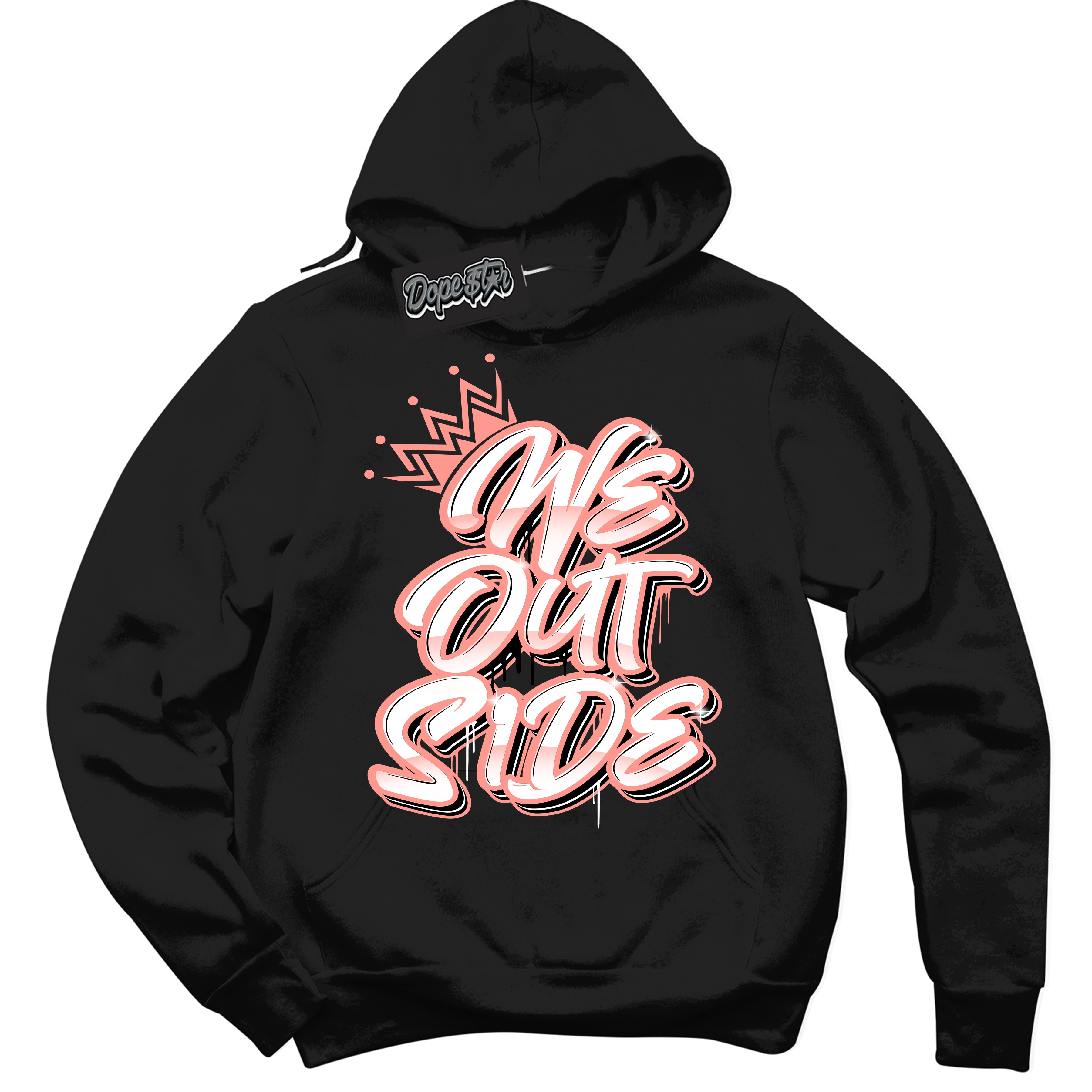 Cool Black Hoodie with “We Outside” design that Perfectly Matches Paris Saint-Germain 1s Jordans.