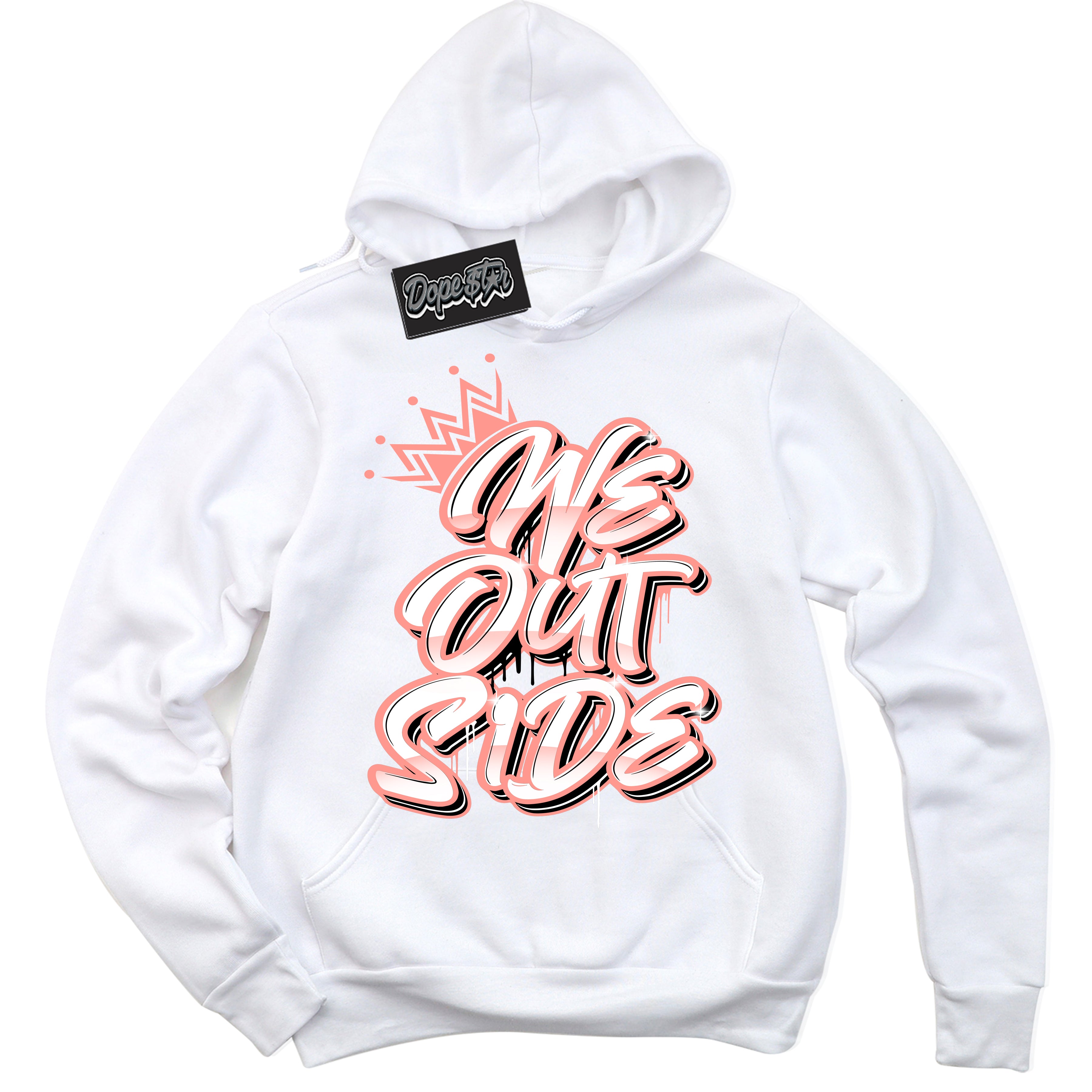 Cool White Hoodie with “We Outside” design that Perfectly Matches Paris Saint-Germain 1s Jordans.