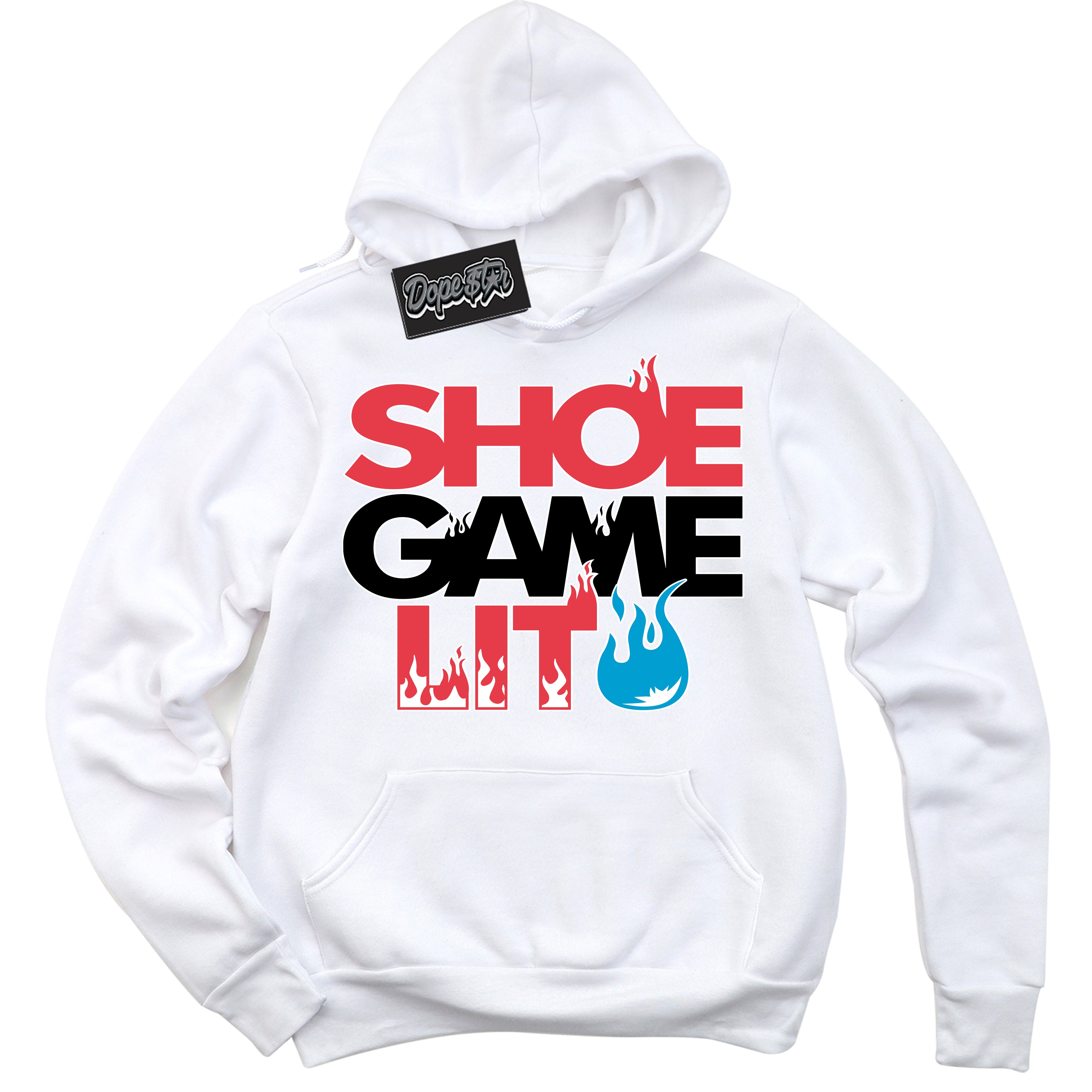 Cool White Hoodie with “ Shoe Game Lit '' design that Perfectly Matches  UNC To Chicago 1s Sneakers.