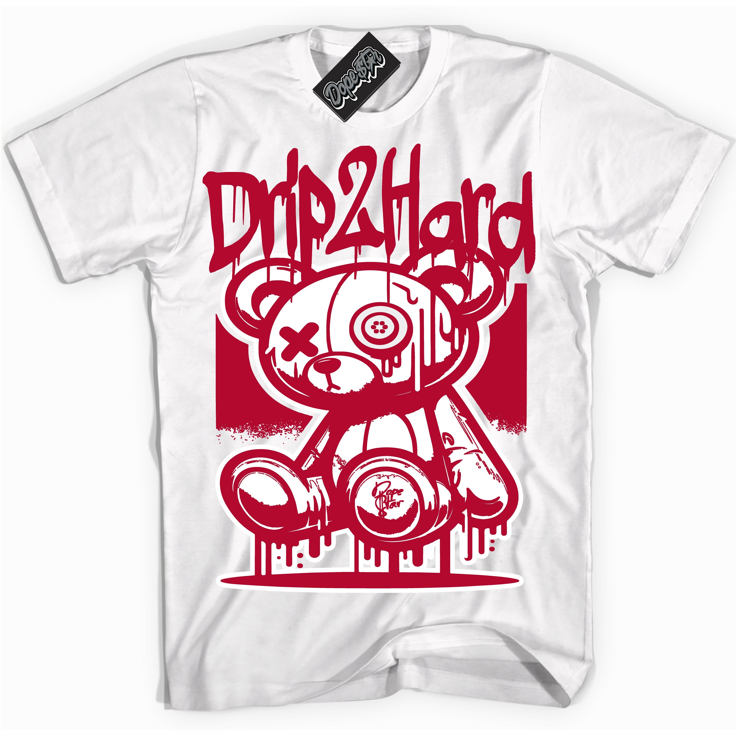 Cool White graphic tee with “ Drip 2 Hard ” design, that perfectly matches University Red 1s