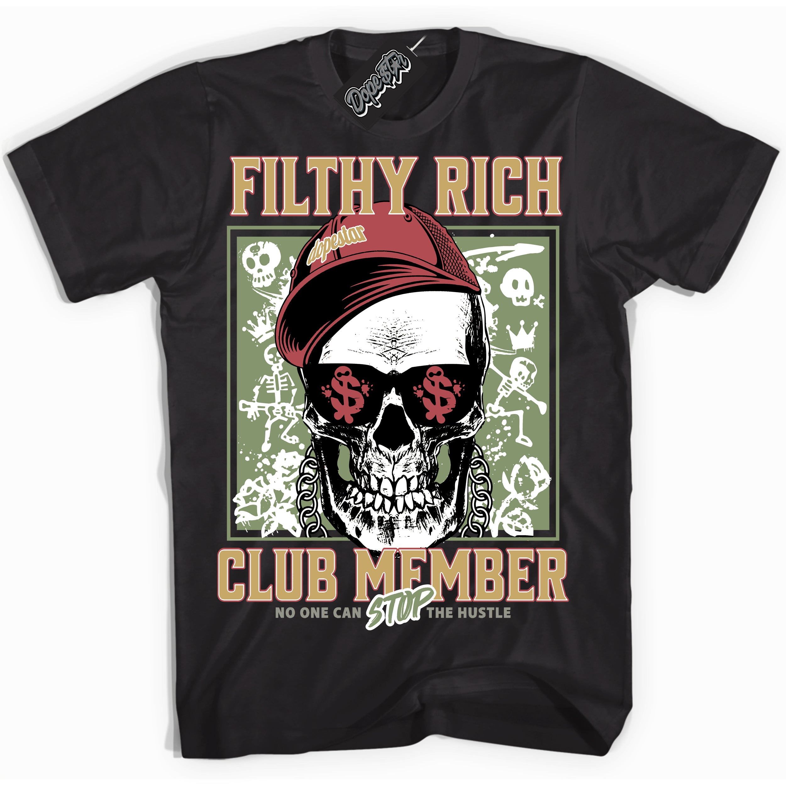 Cool Black Shirt with “ Filthy Rich” design that perfectly matches Year Of The Dragon 1s Sneakers.