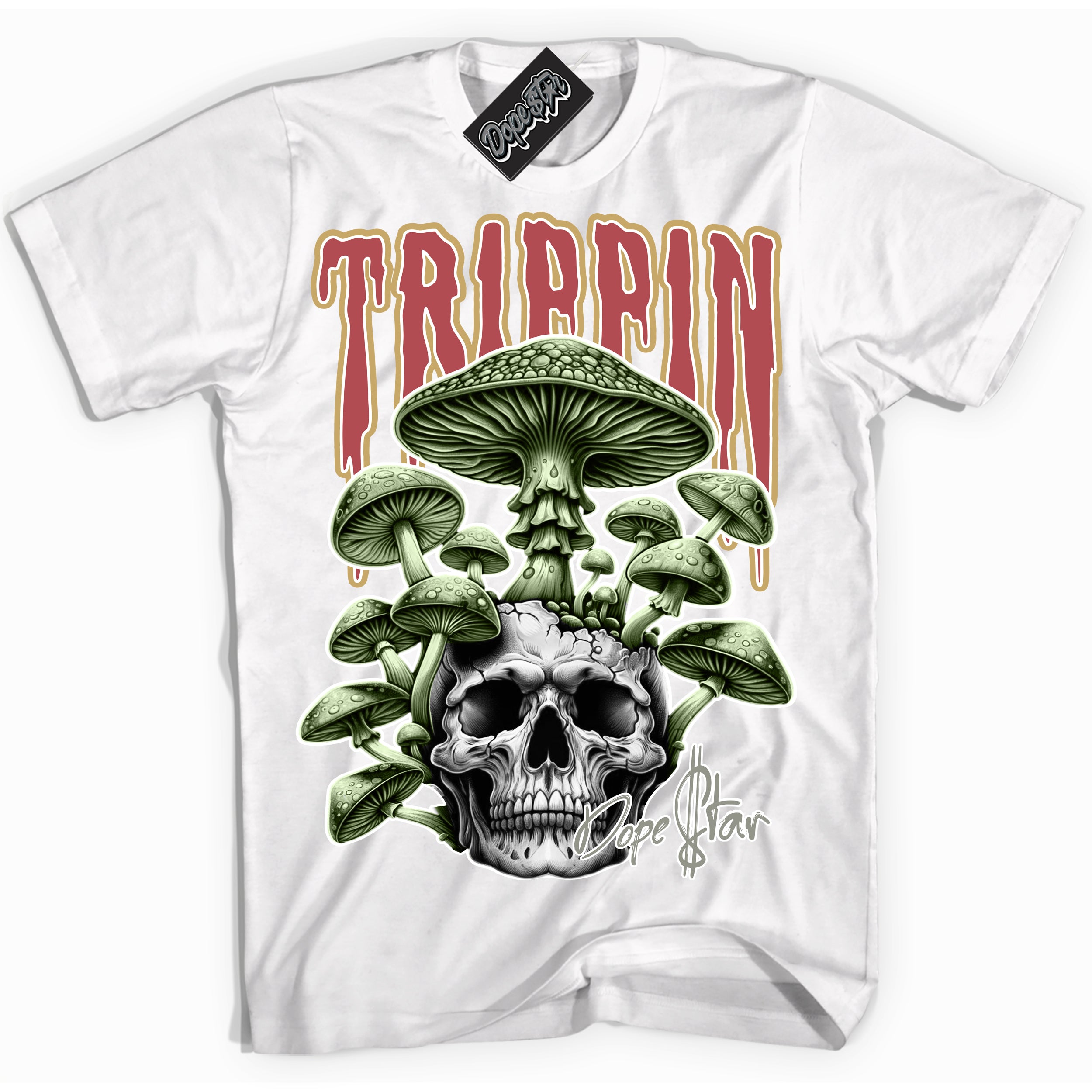 Cool White Shirt with “Trippin” design that perfectly matches the Year Of The Dragon 1s Sneakers.