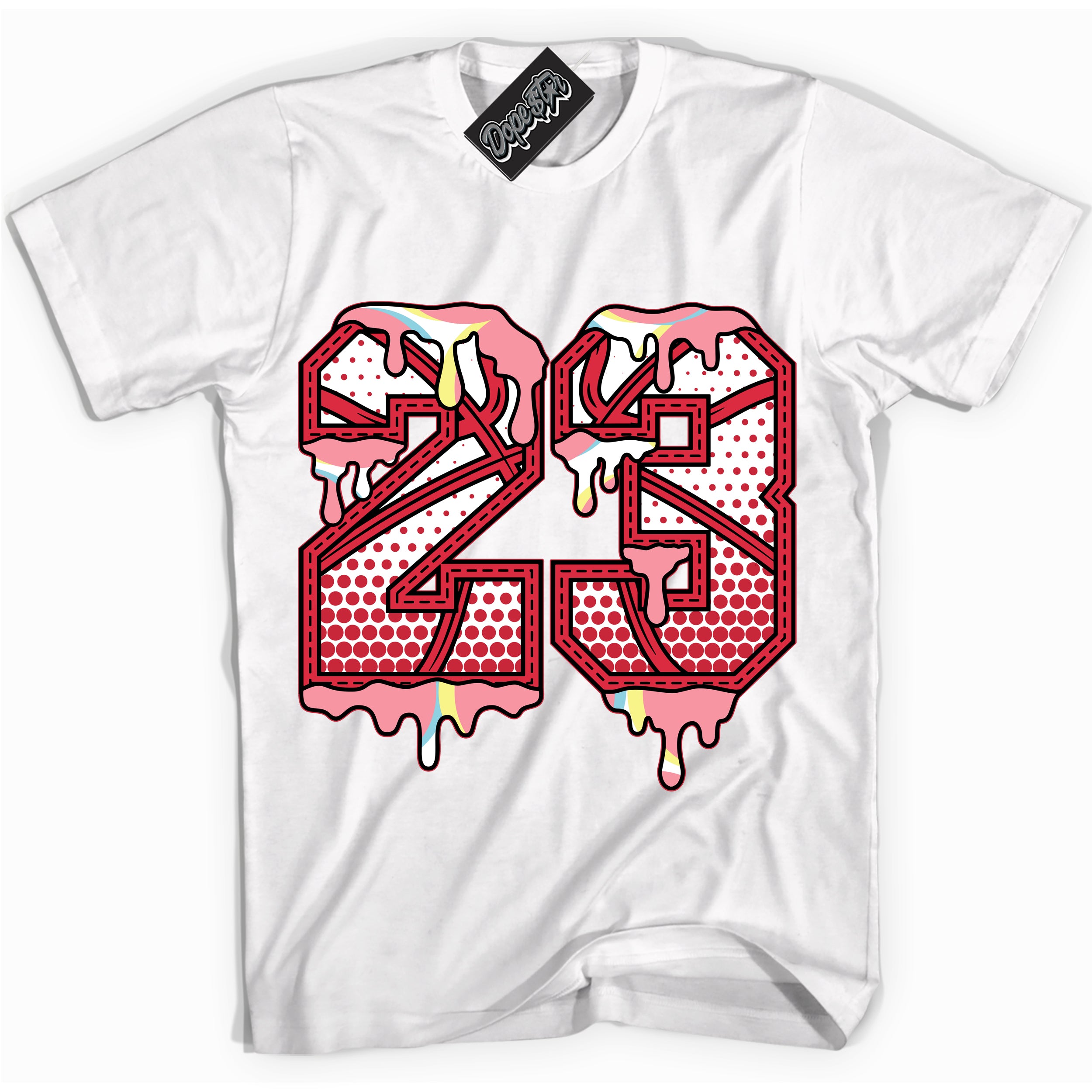 Cool White graphic tee with “ 23 Ball ” design, that perfectly matches Spider-Verse 1s sneakers 