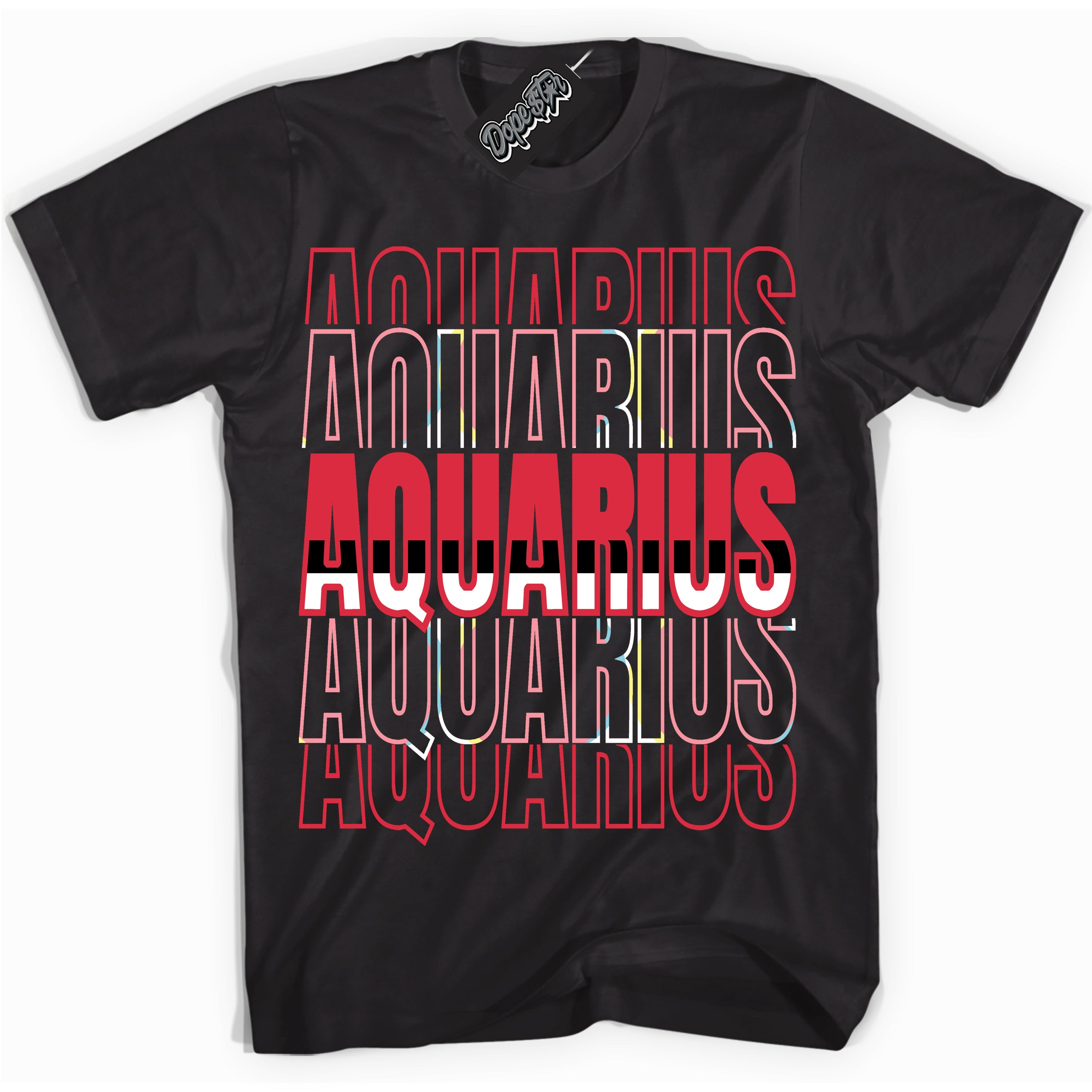 Cool Black graphic tee with “ Aquarius ” design, that perfectly matches Spider-Verse 1s sneakers 