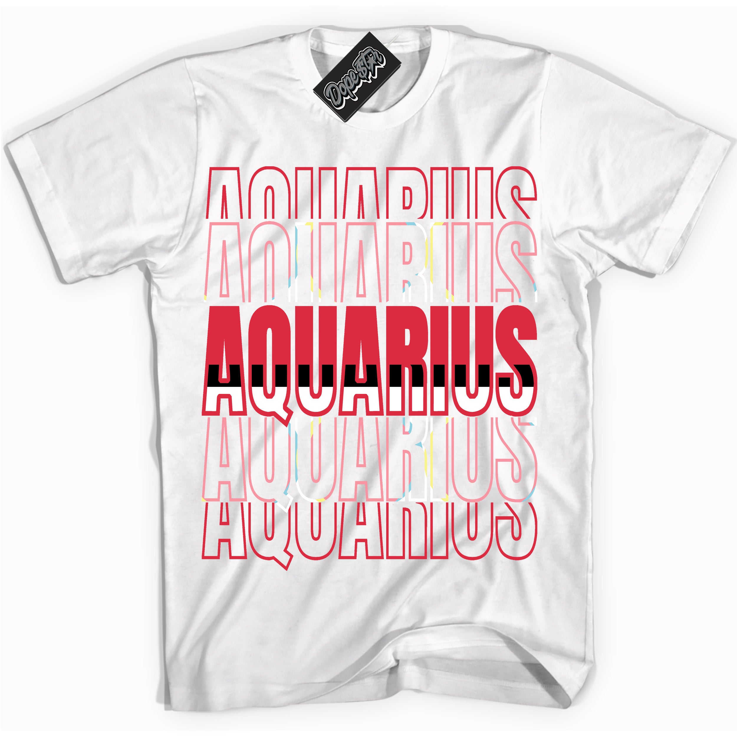 Cool White graphic tee with “ Aquarius ” design, that perfectly matches Spider-Verse 1s sneakers 