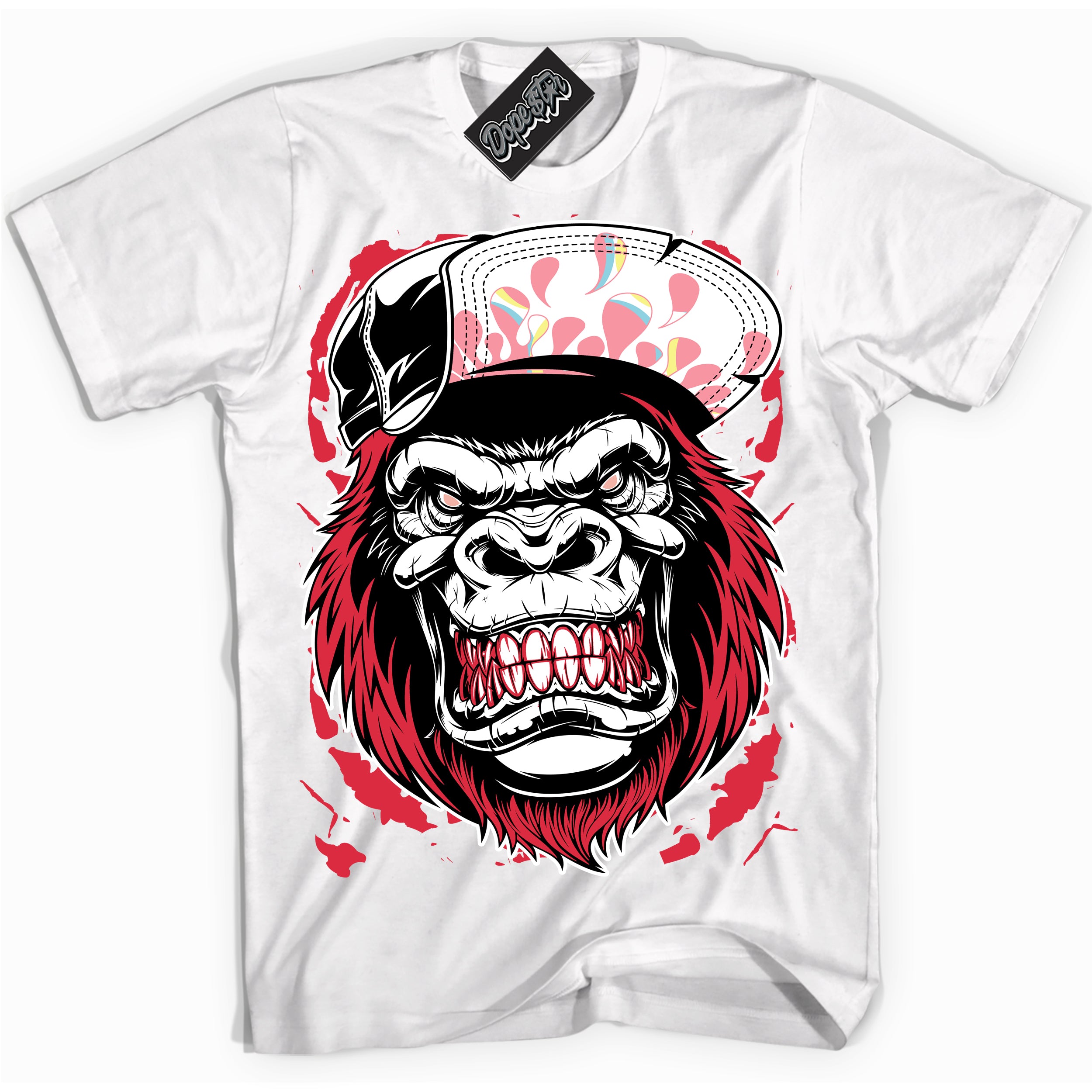 Cool White graphic tee with “ Gorilla Beast ” design, that perfectly matches Spider-Verse 1s sneakers 