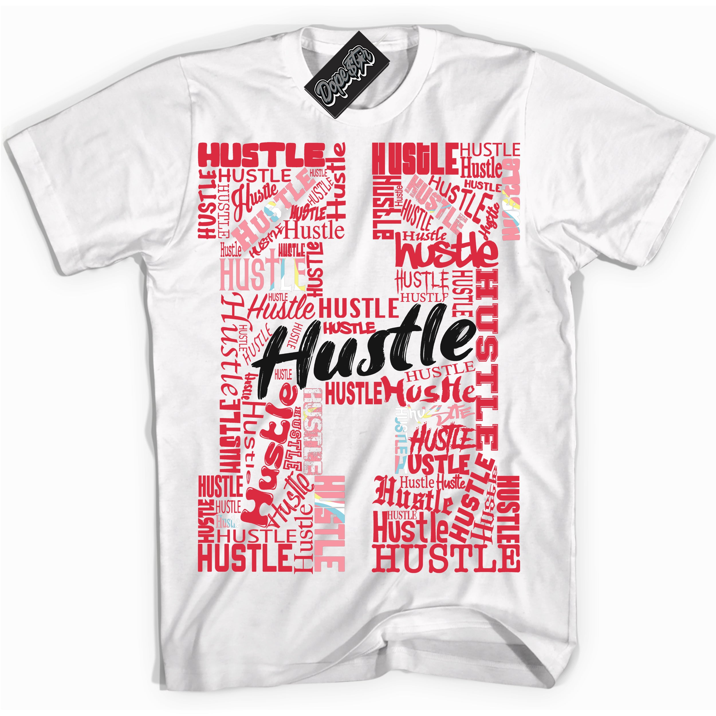 Cool Black graphic tee with “ Hustle H ” design, that perfectly matches Spider-Verse 1s sneakers 