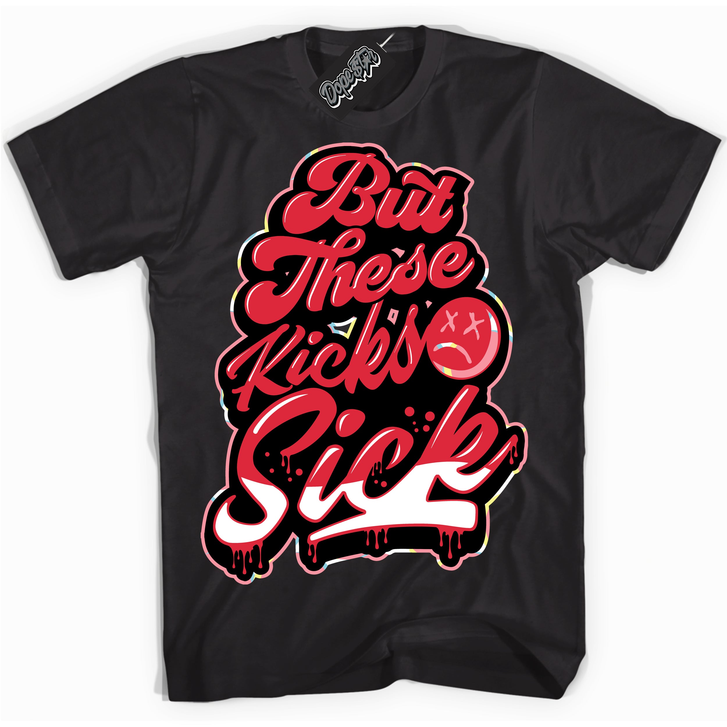 Cool Black graphic tee with “ Kick Sick ” design, that perfectly matches Spider-Verse 1s sneakers 