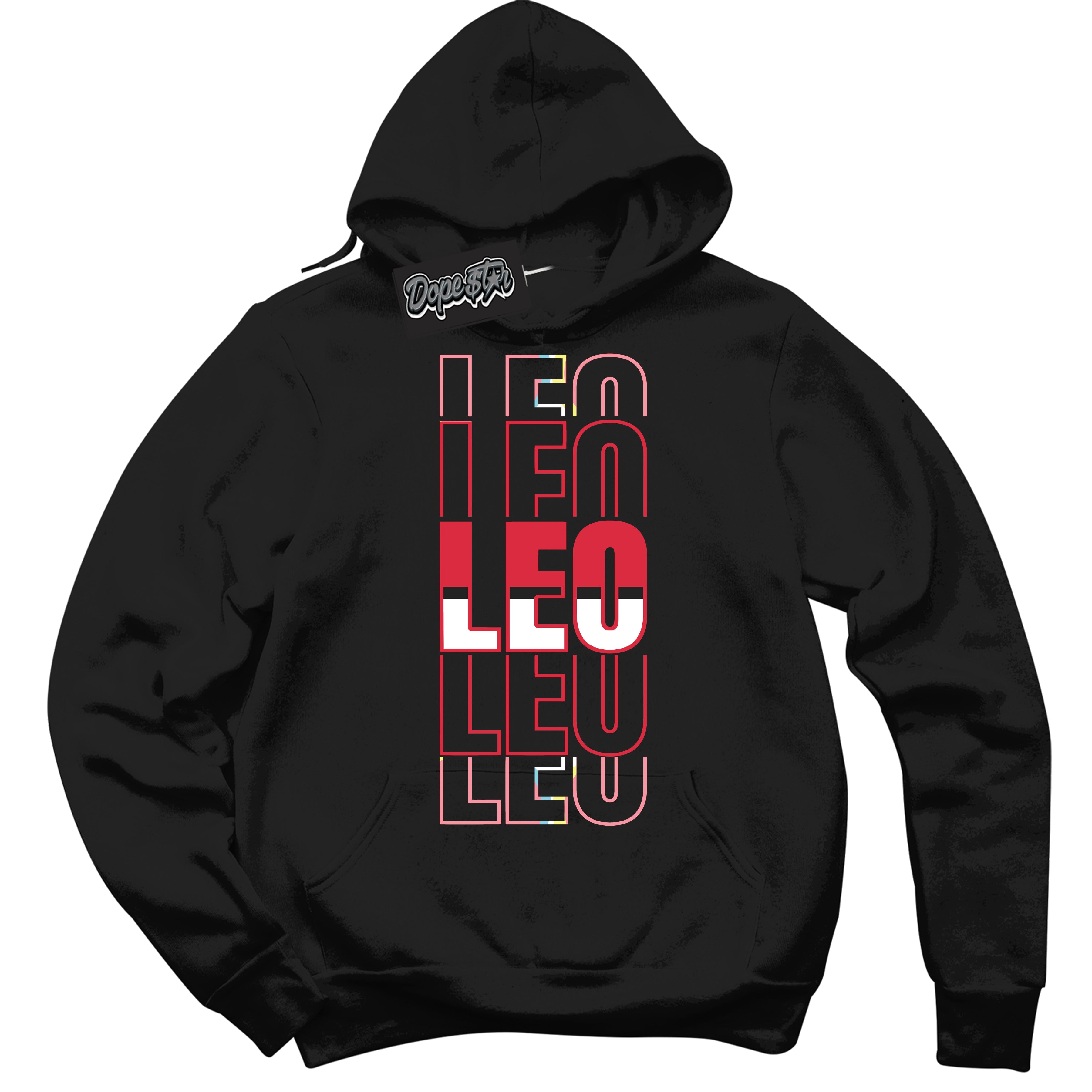 Cool Black Graphic DopeStar Hoodie with “ Leo “ print, that perfectly matches Spider-Verse 1s sneakers