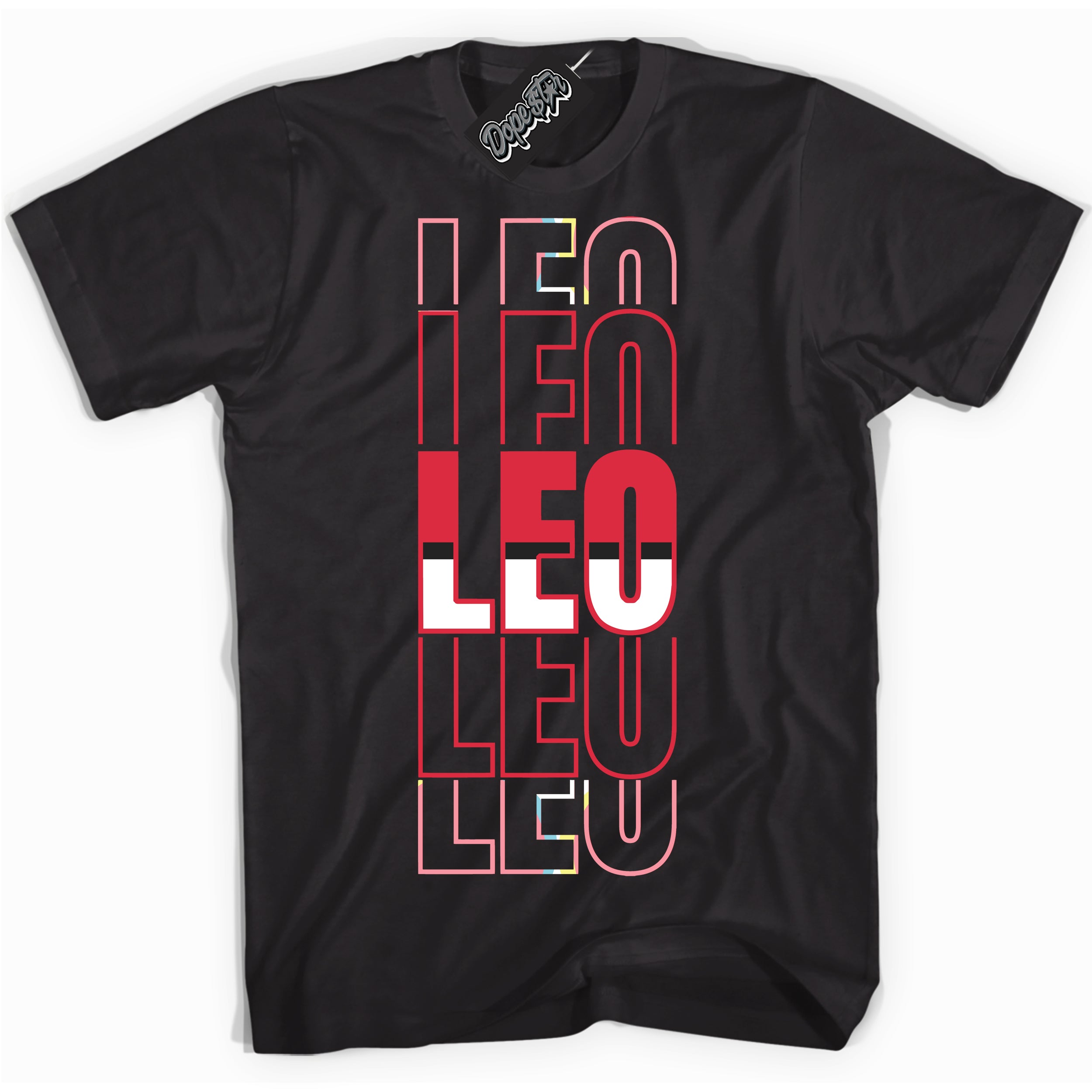 Cool Black graphic tee with “ Leo ” design, that perfectly matches Spider-Verse 1s sneakers 