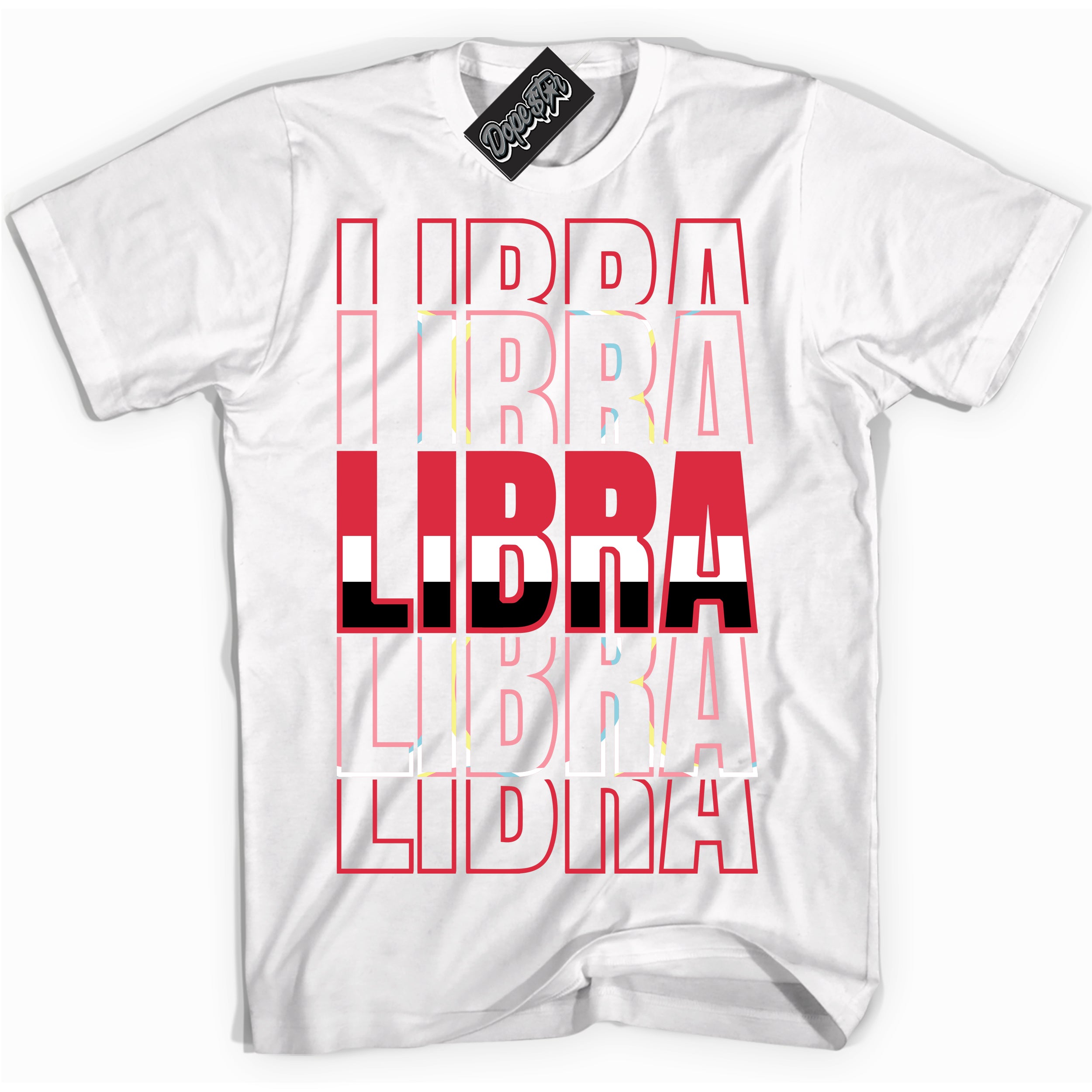 Cool White graphic tee with “ Libra ” design, that perfectly matches Spider-Verse 1s sneakers 