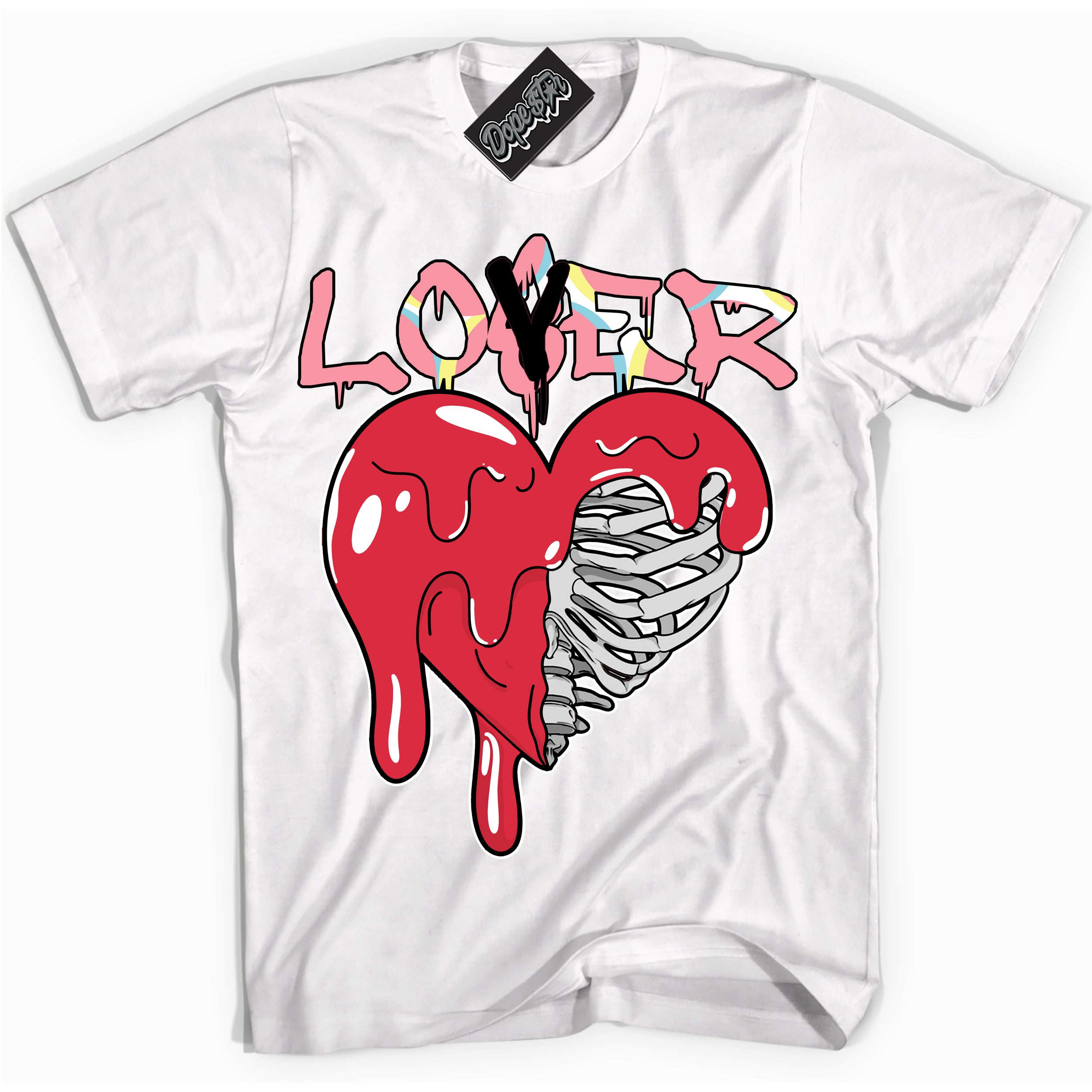 Cool White graphic tee with “ Lover Loser ” design, that perfectly matches Spider-Verse 1s sneakers 