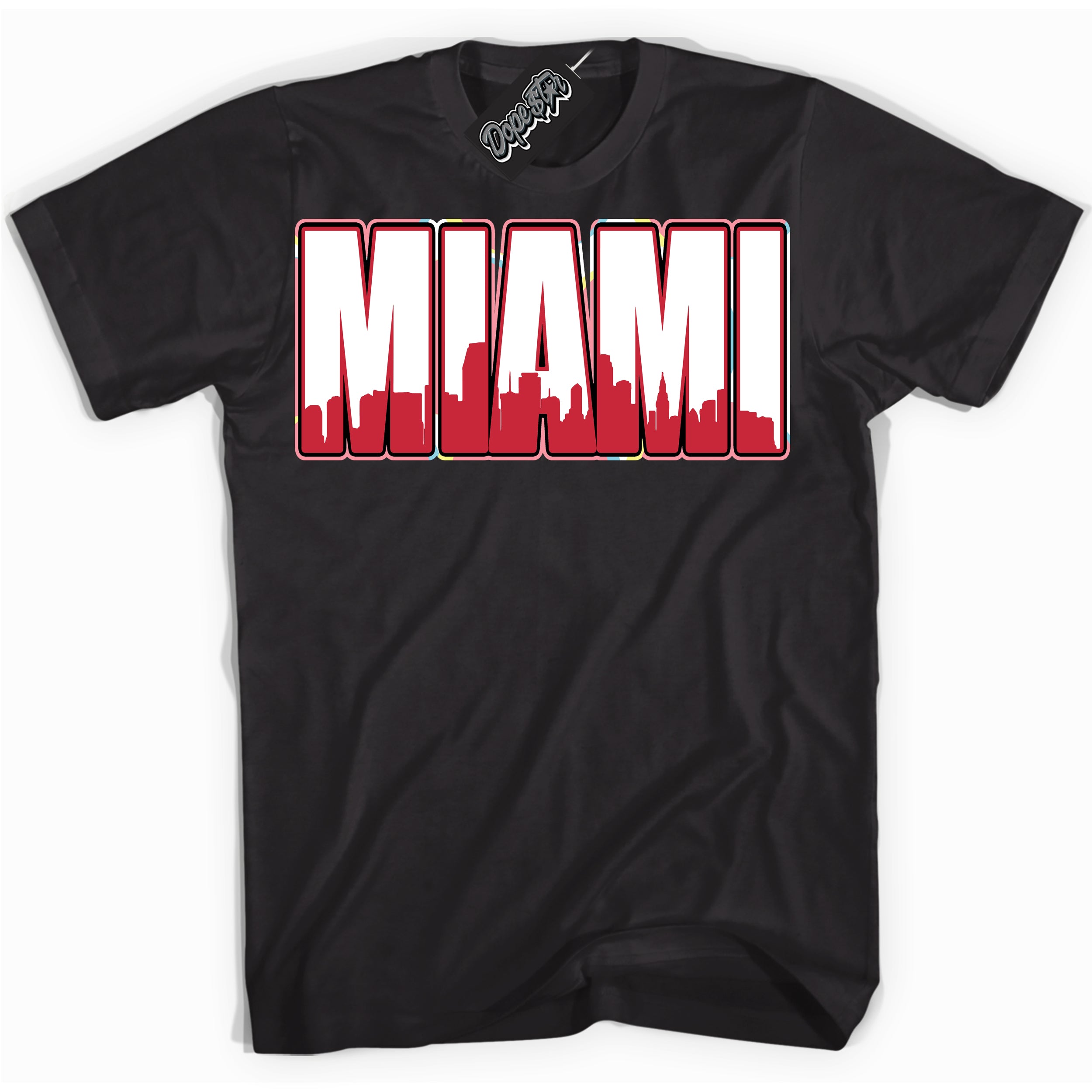 Cool Black graphic tee with “ Miami ” design, that perfectly matches Spider-Verse 1s sneakers 