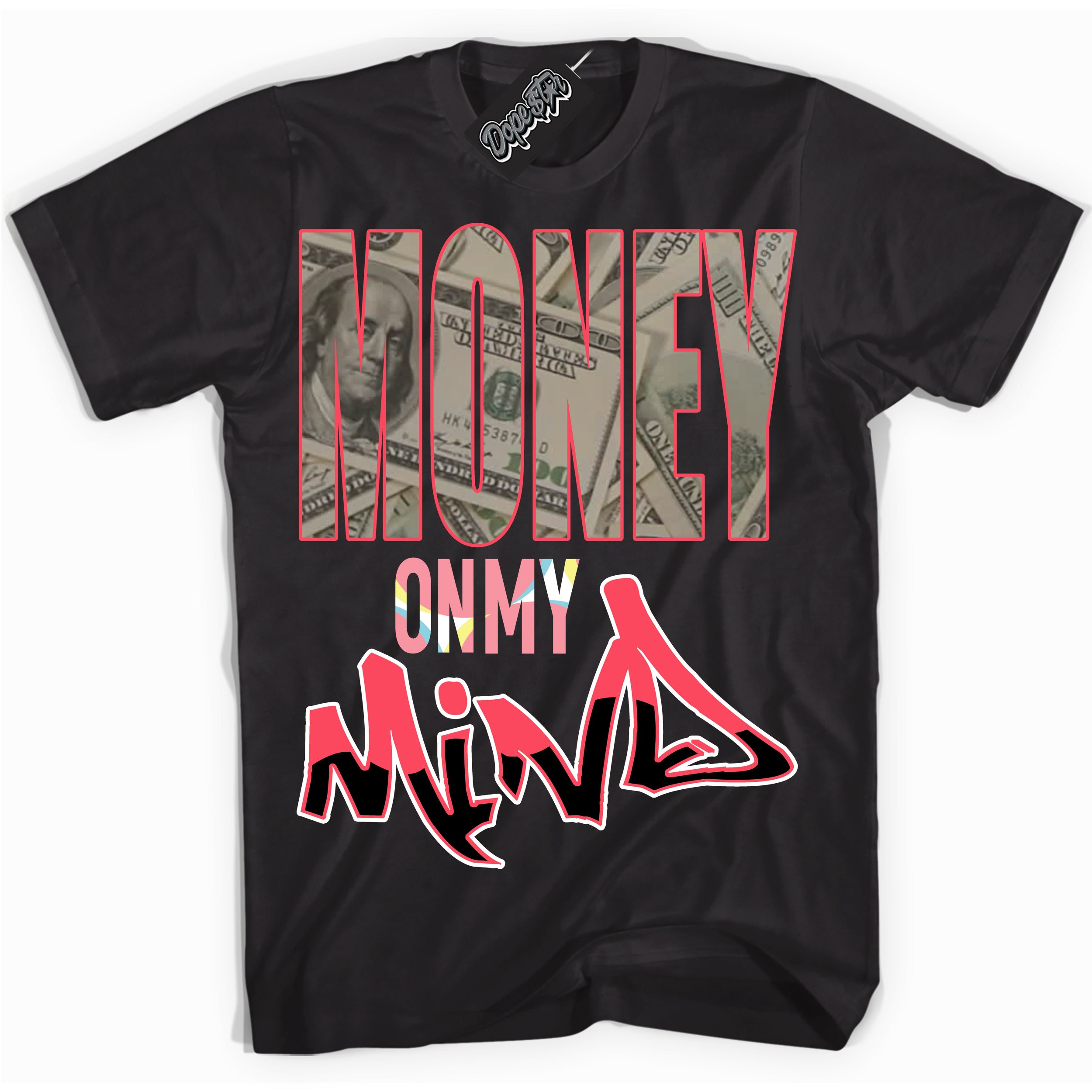 Cool Black graphic tee with “ Money On My Mind ” design, that perfectly matches Spider-Verse 1s sneakers 