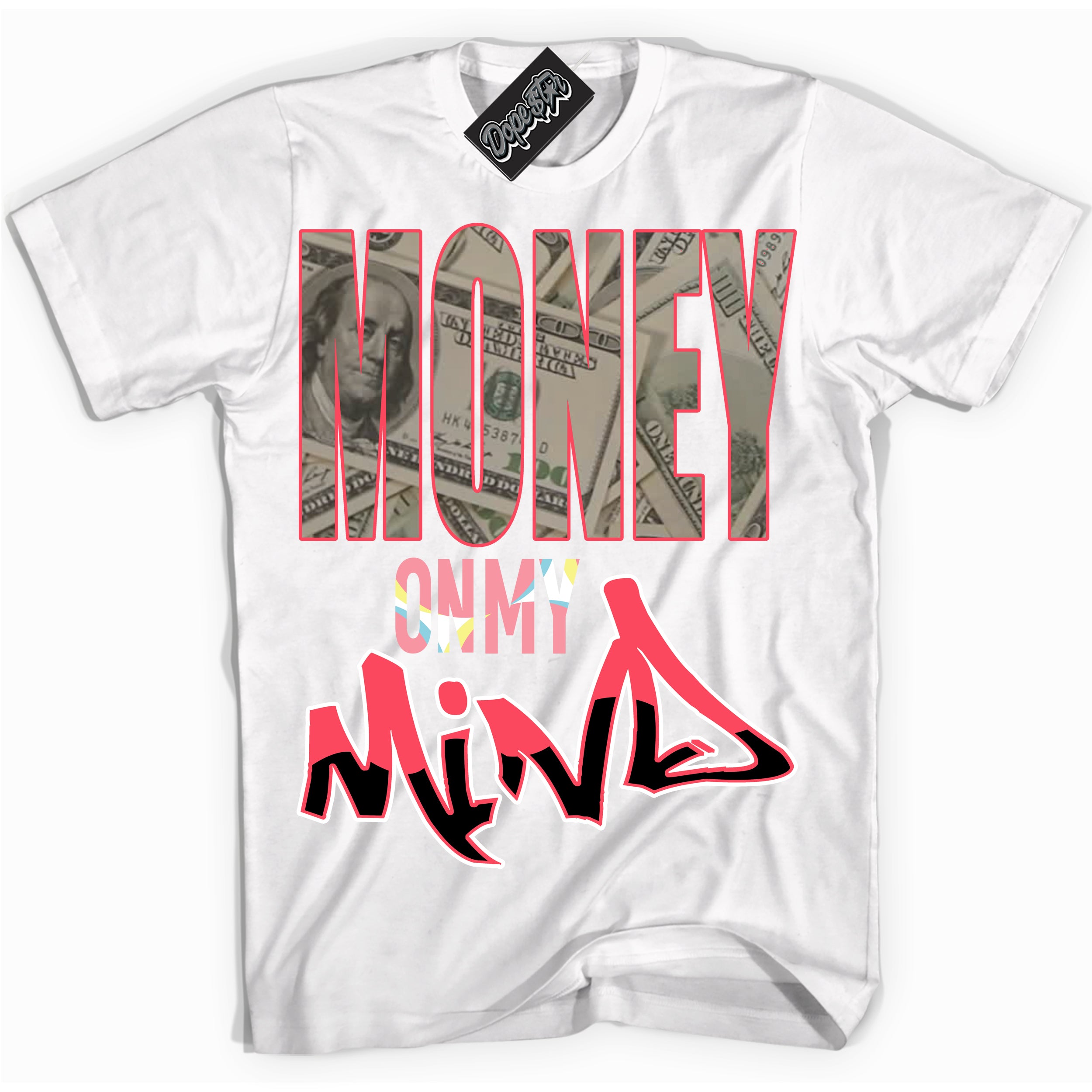 Cool White graphic tee with “ Money On My Mind ” design, that perfectly matches Spider-Verse 1s sneakers 