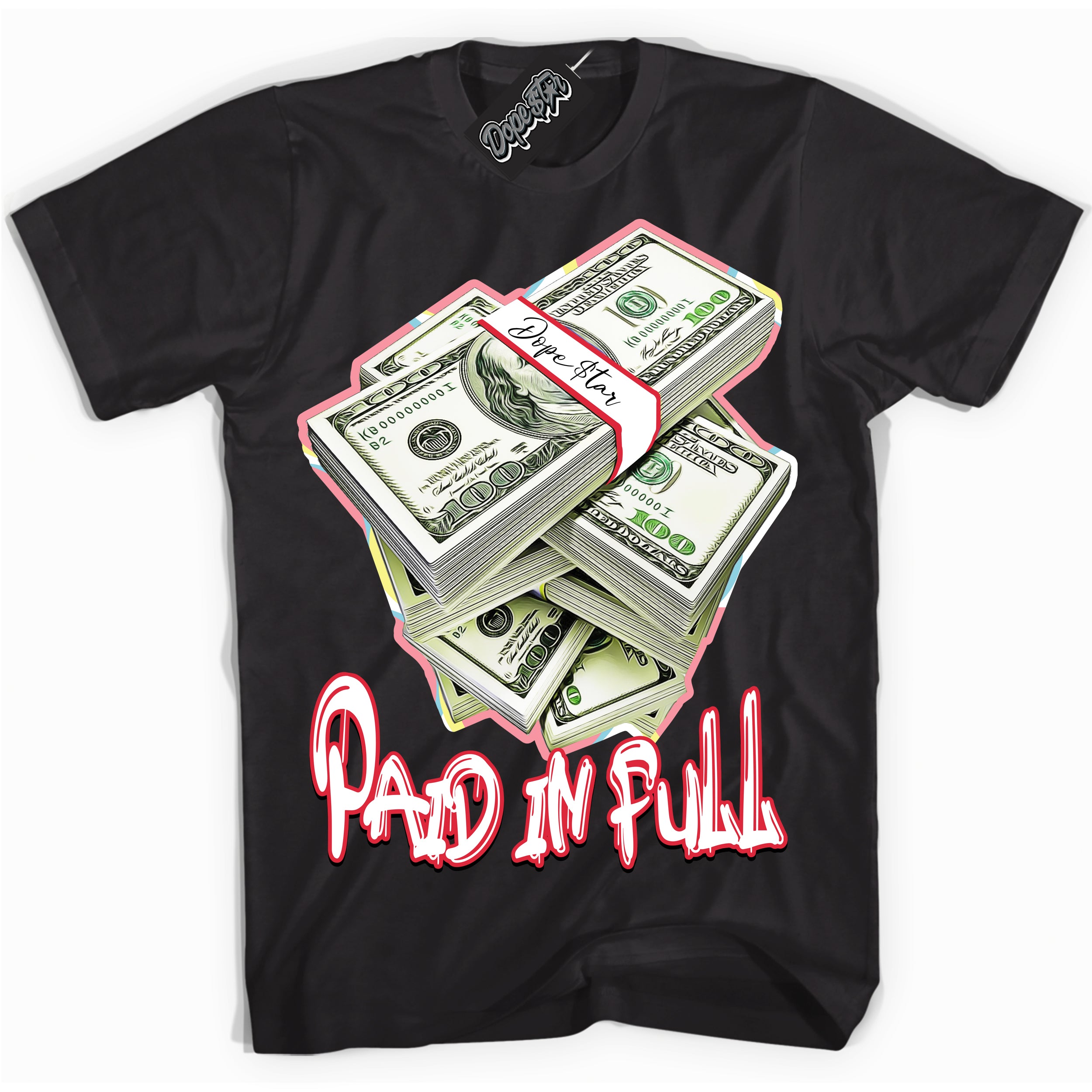 Cool Black graphic tee with “ Paid In Full ” design, that perfectly matches Spider-Verse 1s sneakers 