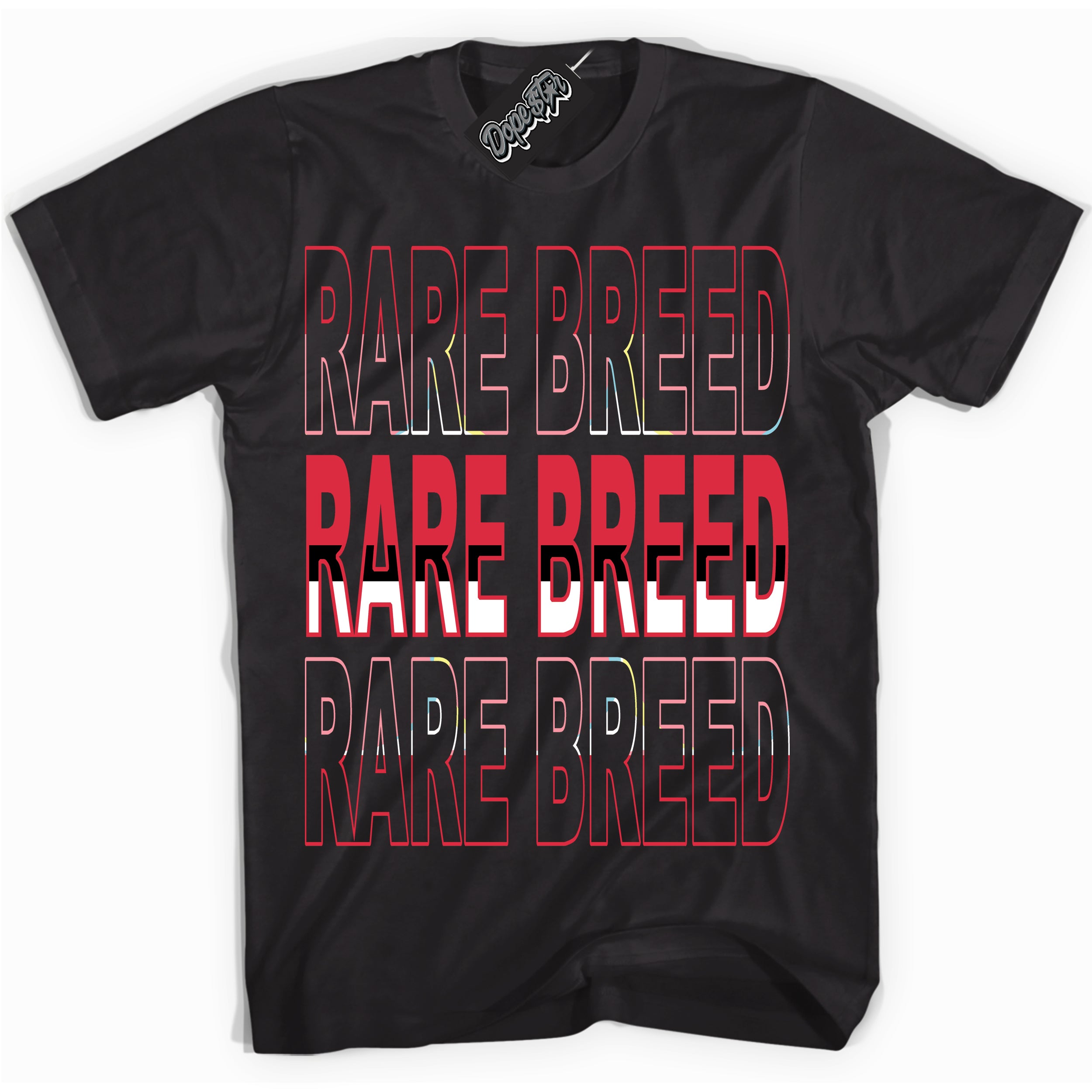 Cool Black graphic tee with “ Rare Breed ” design, that perfectly matches Spider-Verse 1s sneakers 