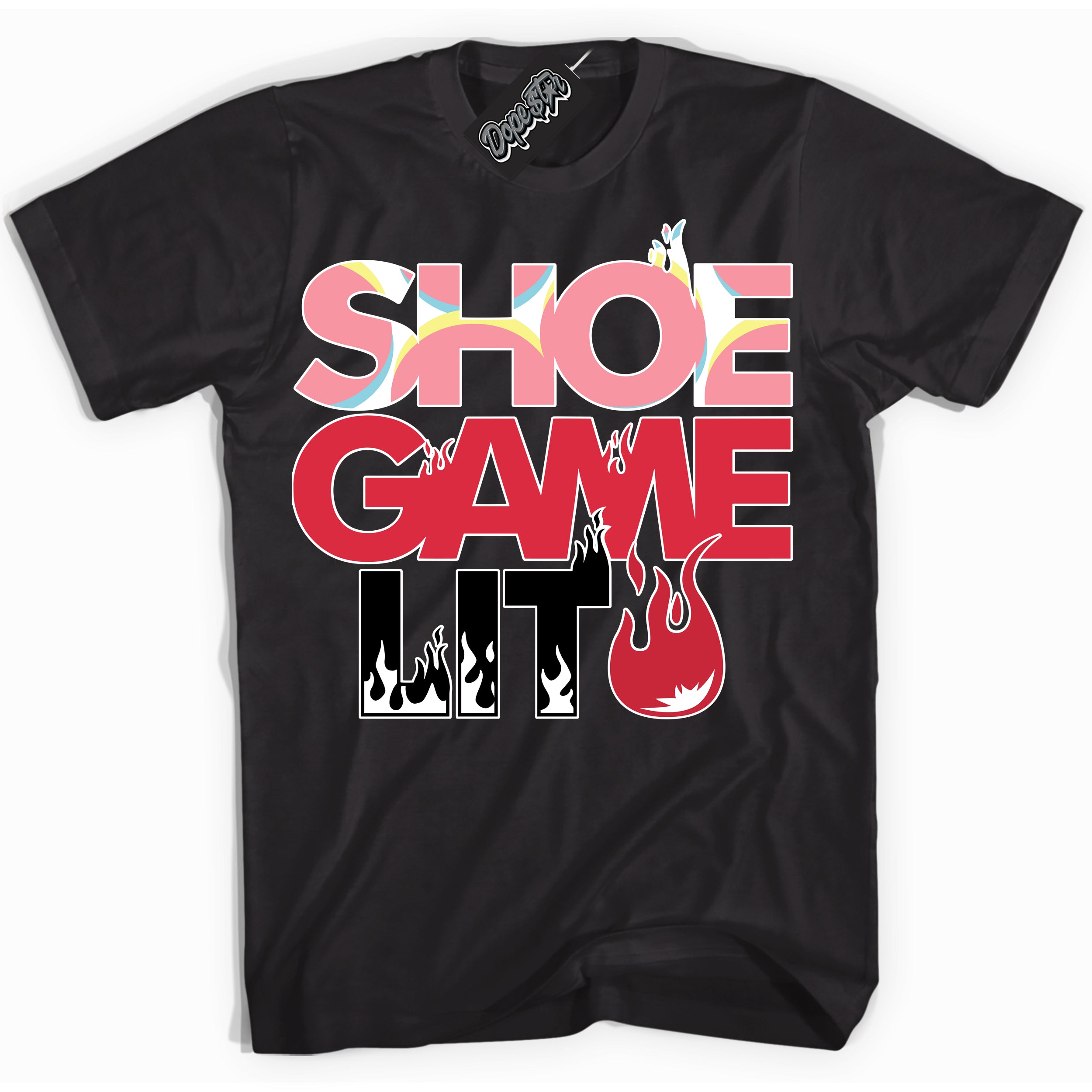 Cool Black Shirt with “ Shoe Game Lit ” design that perfectly matches Spider-Verse 1s Sneakers.