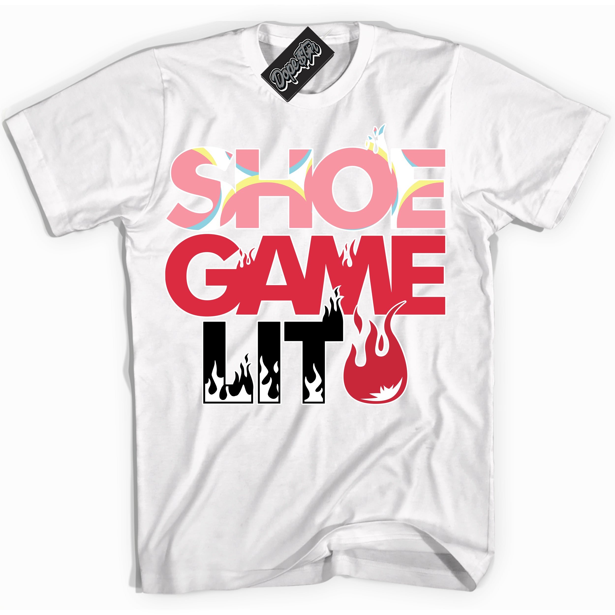 Cool White Shirt with “ Shoe Game Lit ” design that perfectly matches Spider-Verse 1s Sneakers.