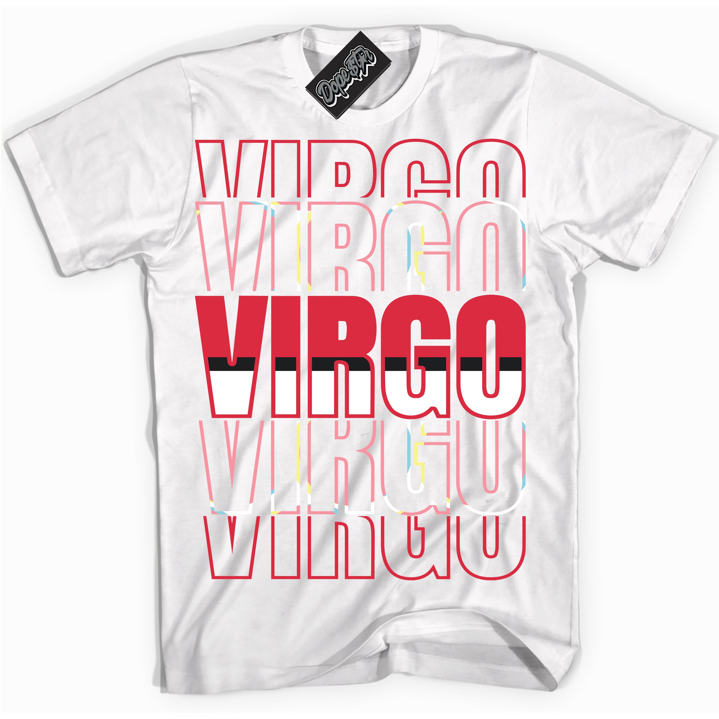 Cool White graphic tee with “ Virgo ” design, that perfectly matches Spider-Verse 1s sneakers 