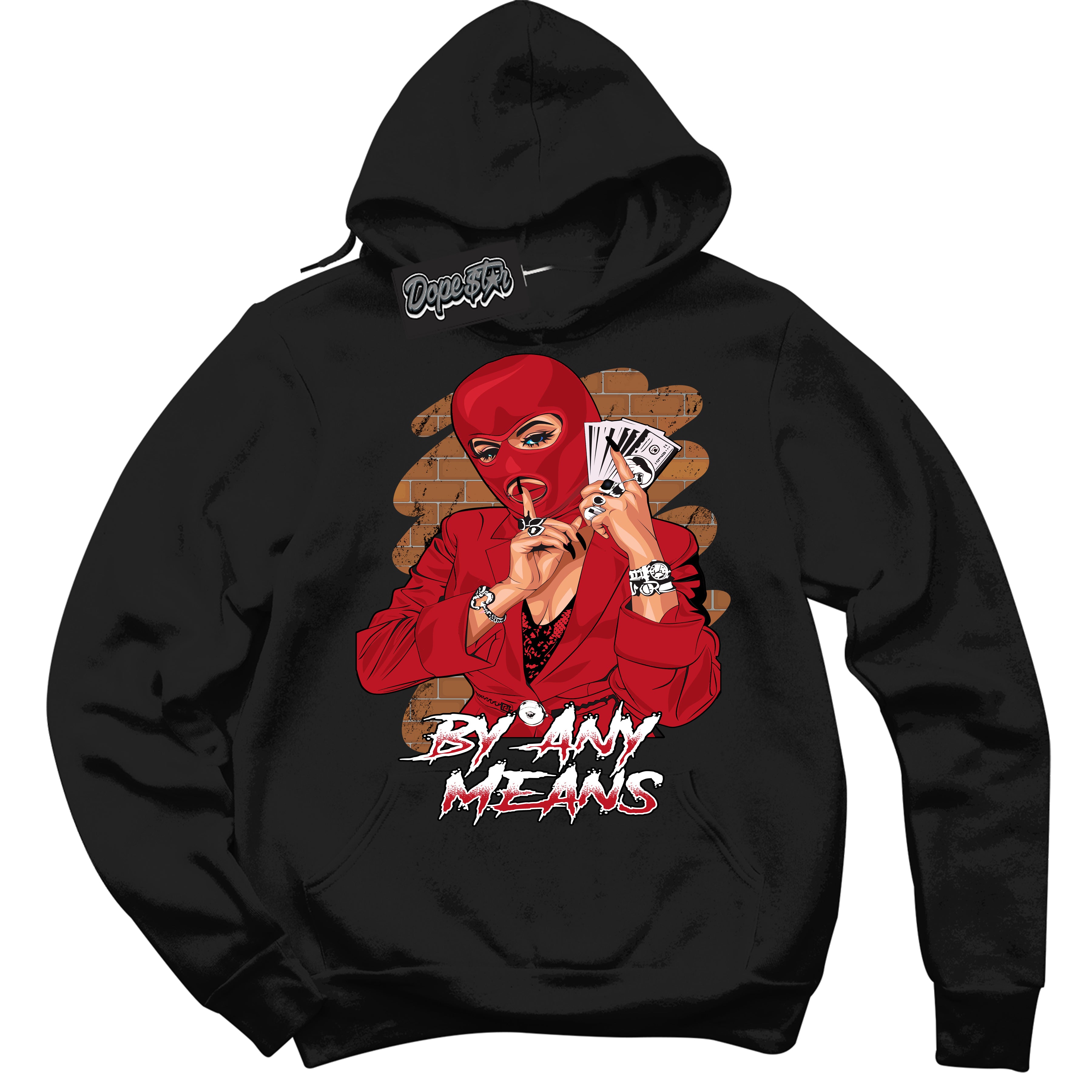 Cool Black Hoodie with “ By Any Means ”  design that Perfectly Matches Trophy Room 1s Jordans.
