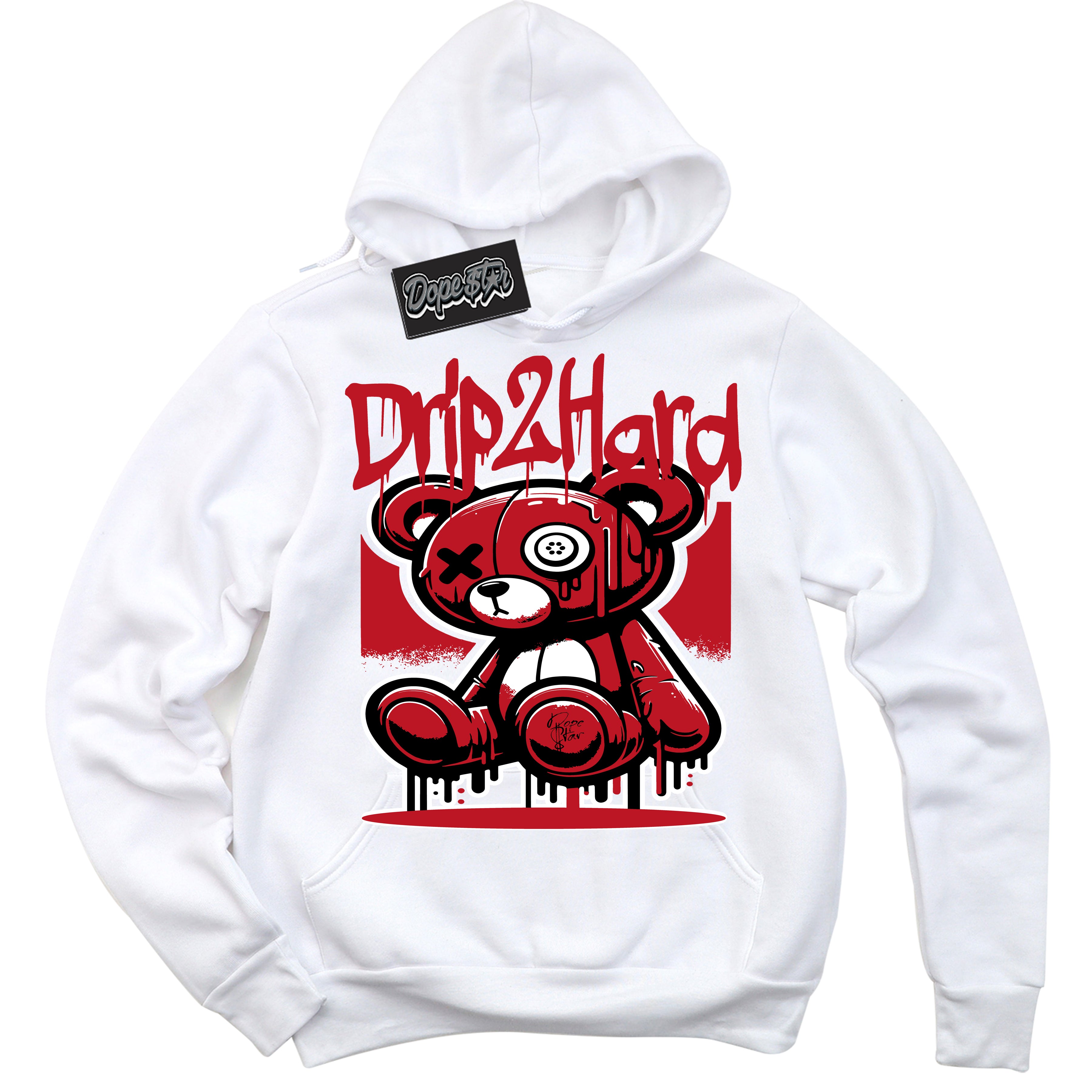 Cool White Hoodie with “ Drip 2 Hard ”  design that Perfectly Matches Trophy Room 1s Jordans.
