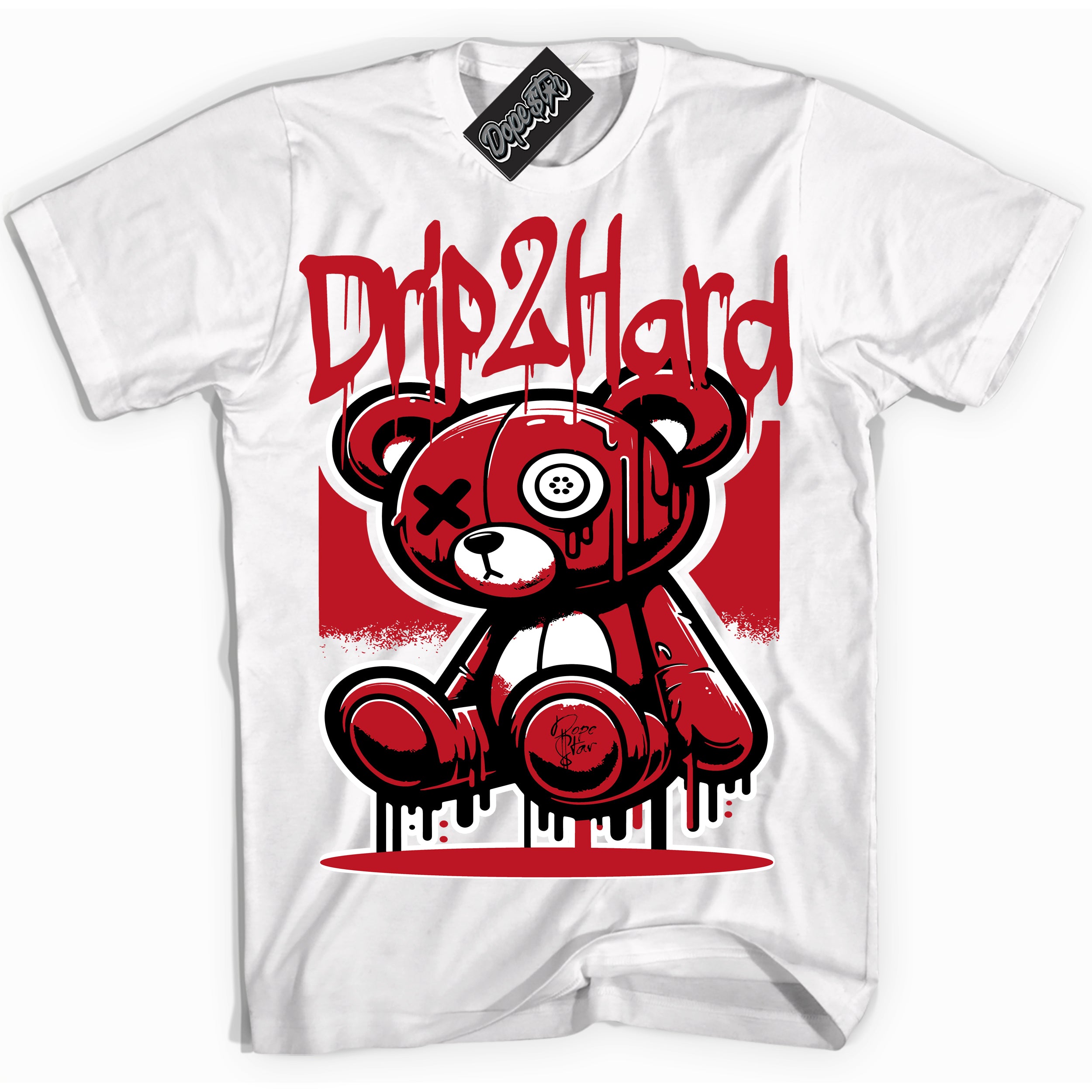 Cool White Shirt with “ Drip 2 Hard ” design that perfectly matches Trophy Room 1s Jordans.
