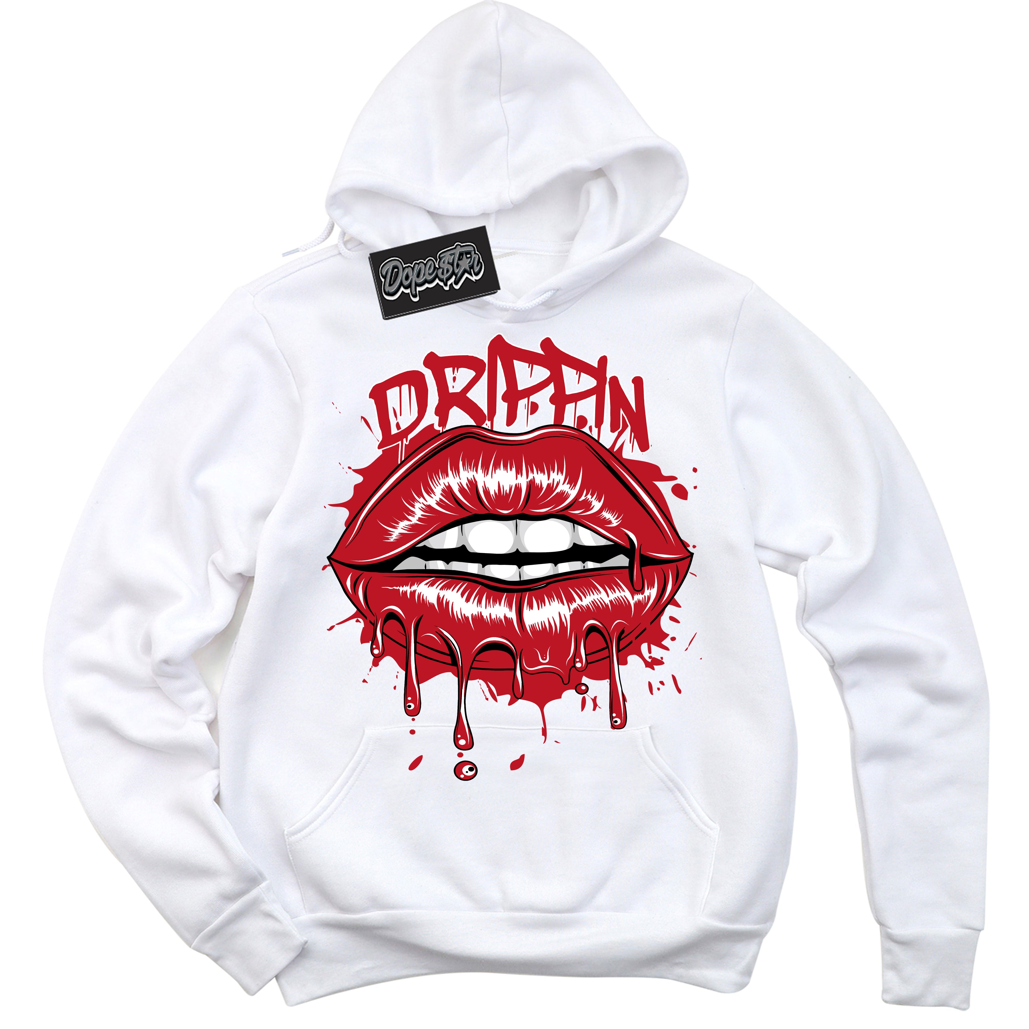 Cool White Hoodie with “ Drippin ”  design that Perfectly Matches Trophy Room 1s Jordans.
