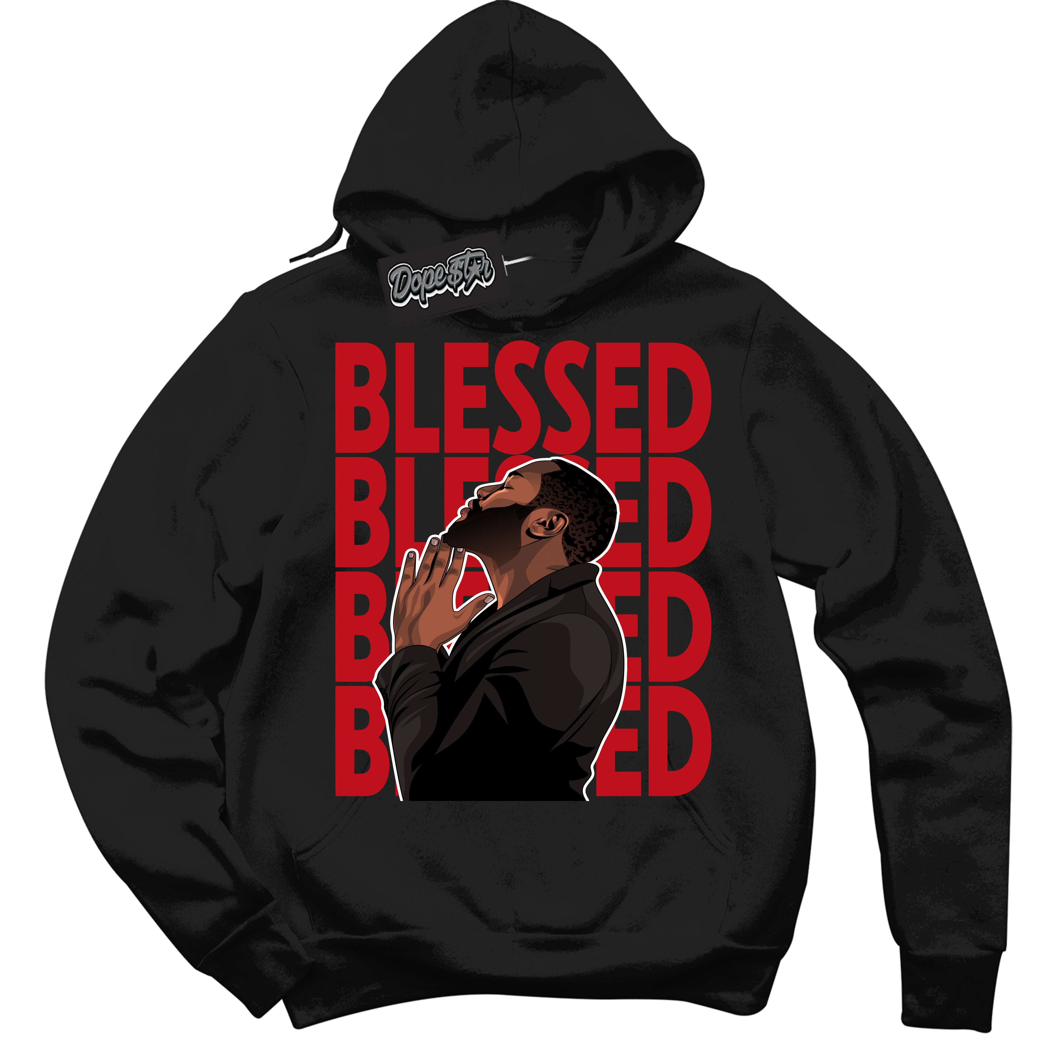 Cool Black Hoodie with “ God Blessed ”  design that Perfectly Matches Trophy Room 1s Jordans.
