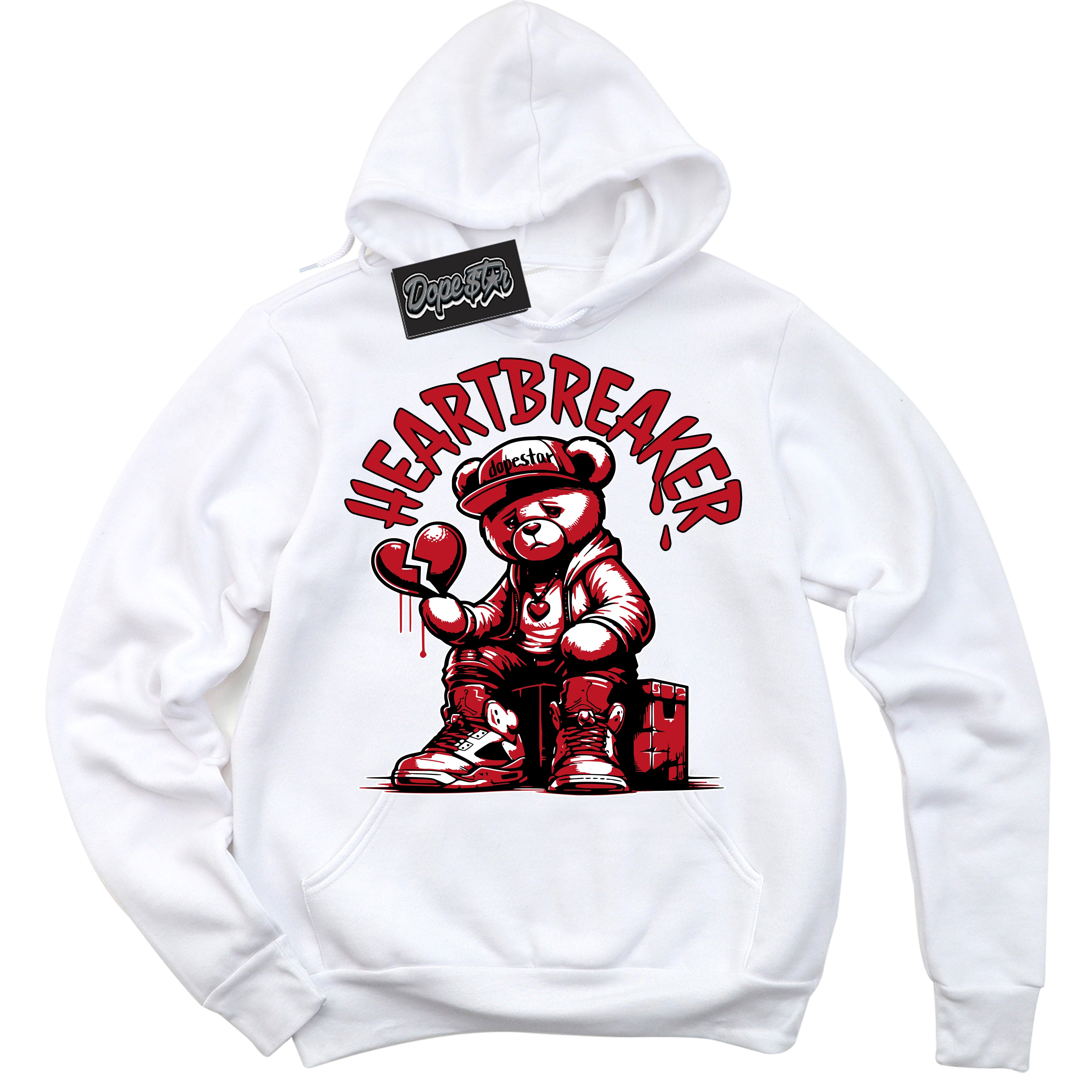 Cool White Hoodie with “ Heartbreaker Bear ”  design that Perfectly Matches Trophy Room 1s Jordans.
