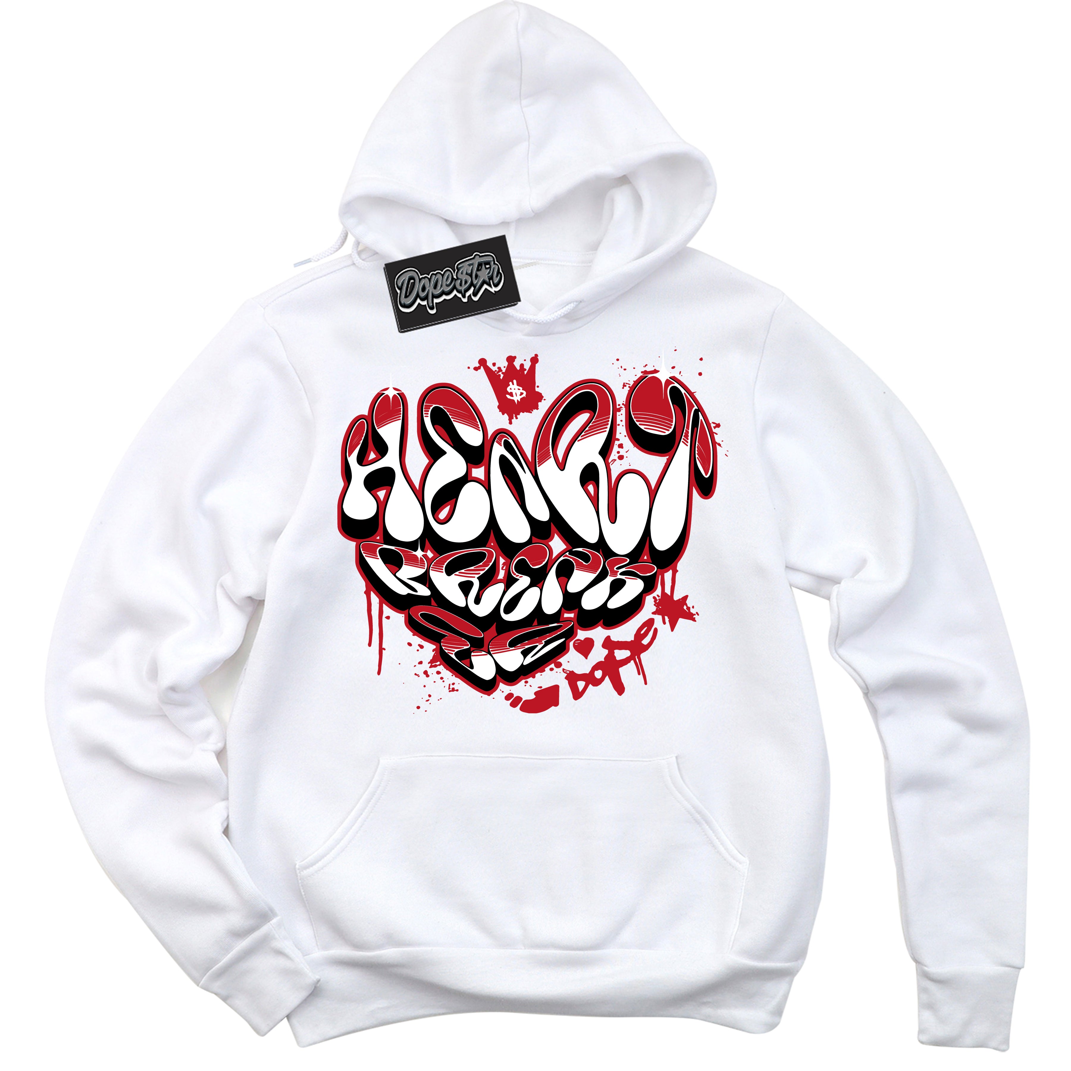 Cool White Hoodie with “ Heartbreaker Graffiti ”  design that Perfectly Matches Trophy Room 1s Jordans.
