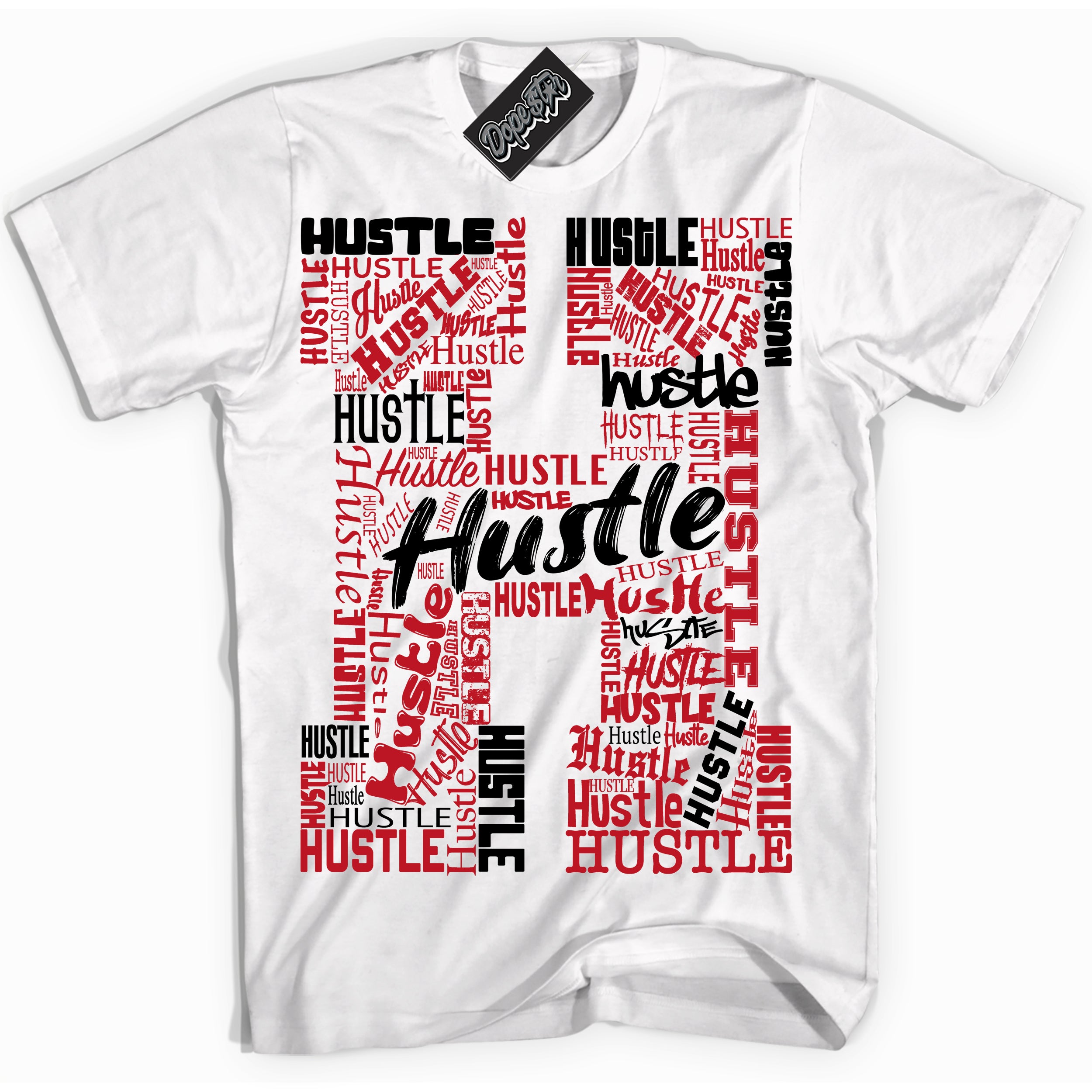 Cool White Shirt with “ Hustle H ” design that perfectly matches Trophy Room 1s Jordans.
