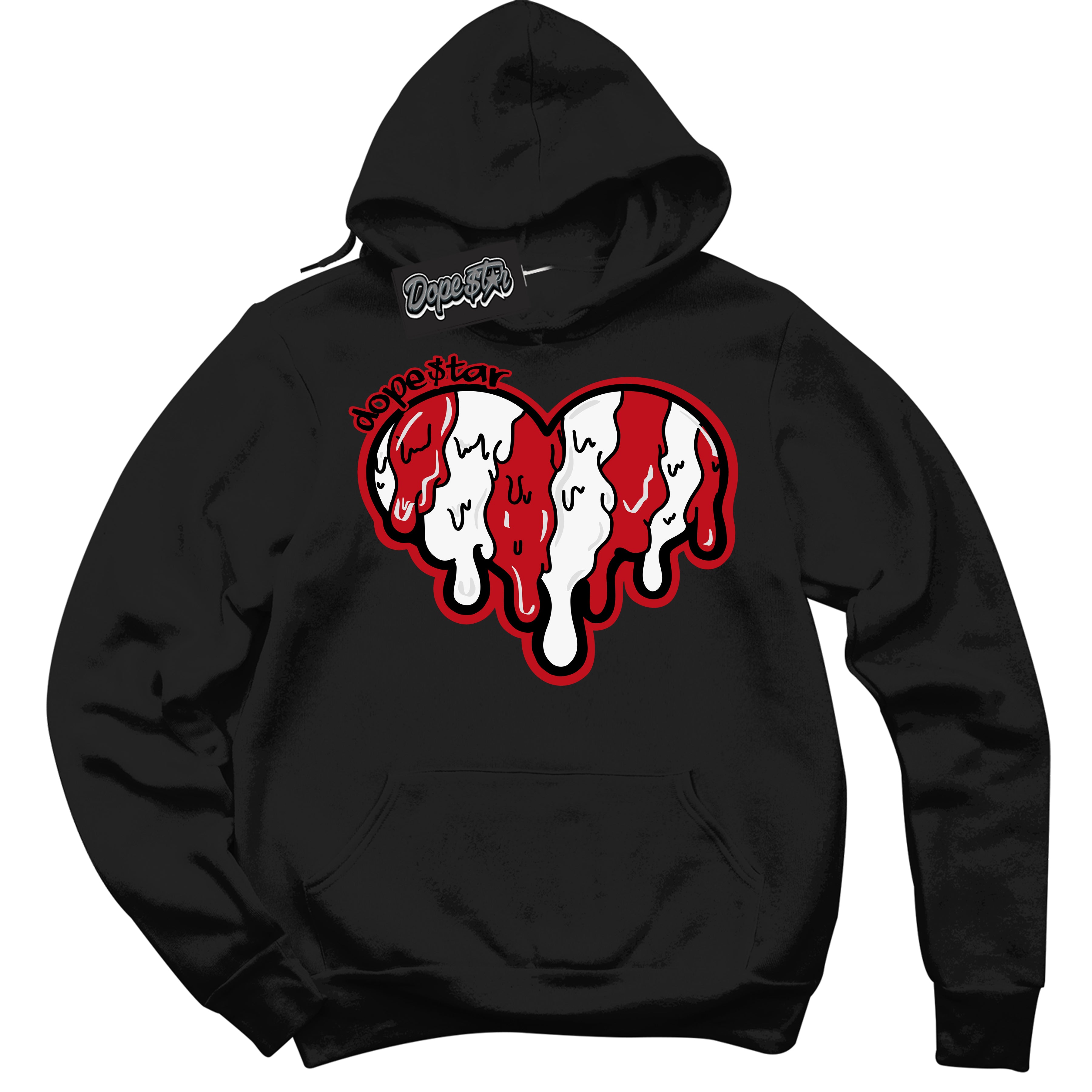 Cool Black Hoodie with “ Melting Heart ”  design that Perfectly Matches Trophy Room 1s Jordans.
