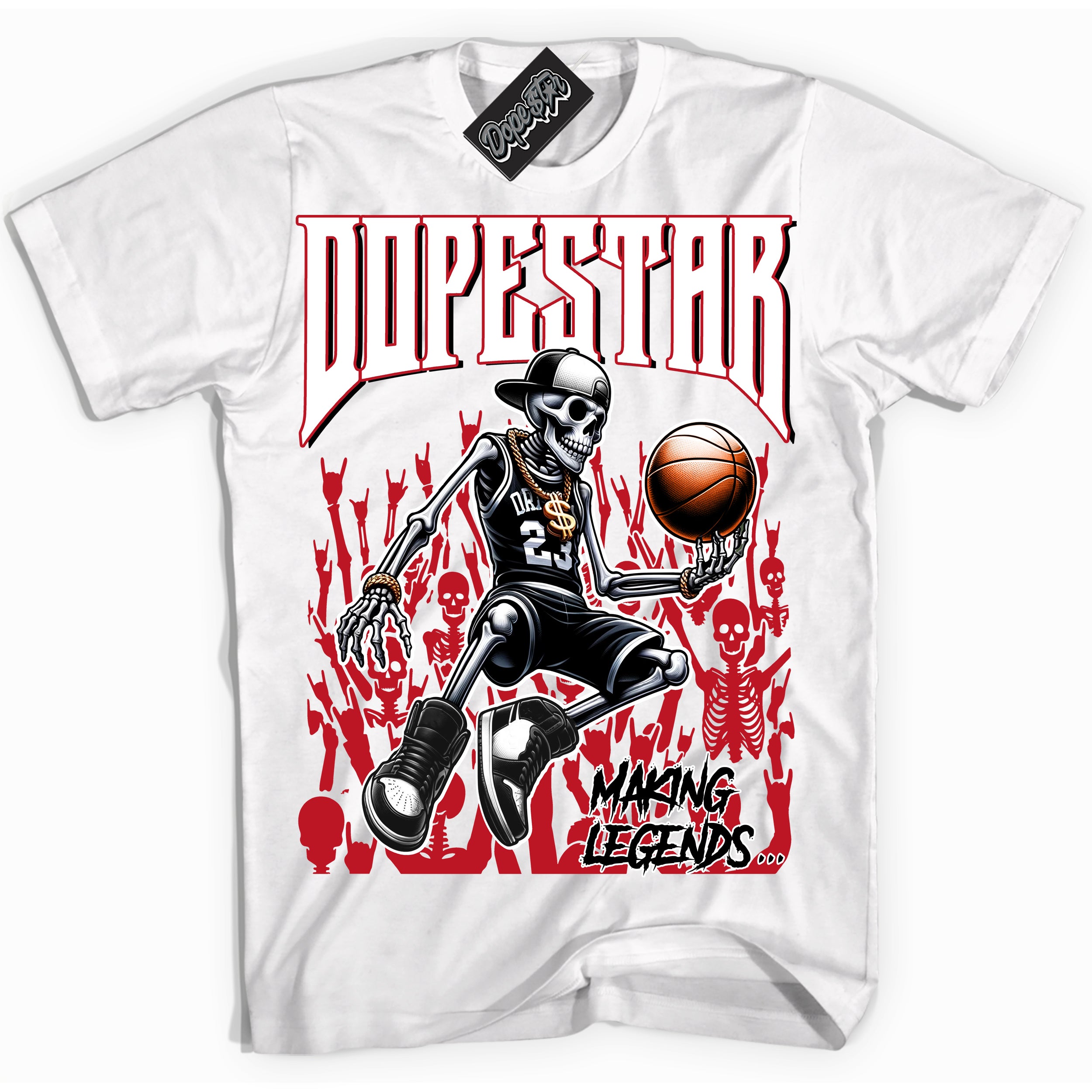 Cool White Shirt with “ Making Legends ” design that perfectly matches Trophy Room 1s Sneakers.