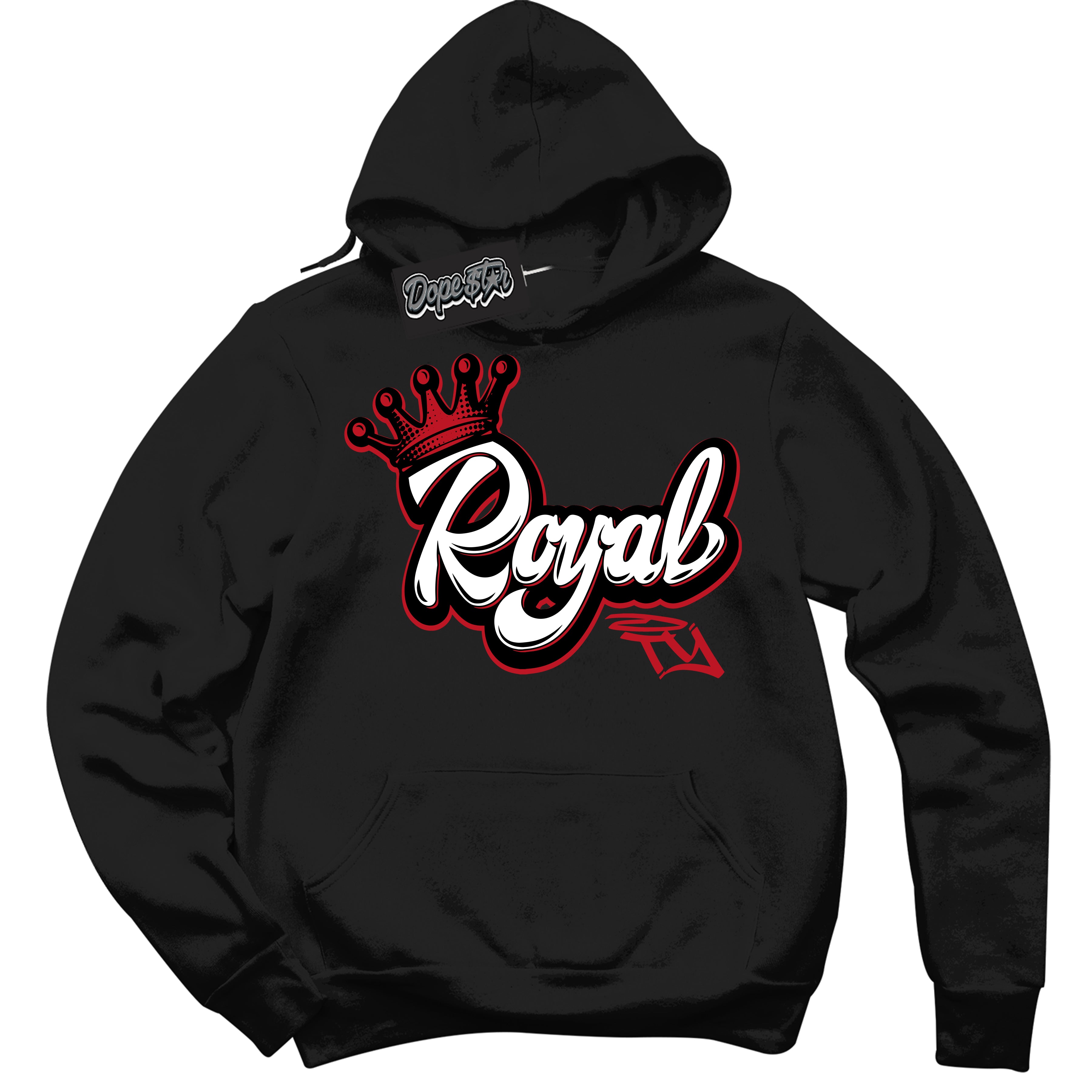 Cool Black Hoodie with “ Royalty ”  design that Perfectly Matches Trophy Room 1s Jordans.
