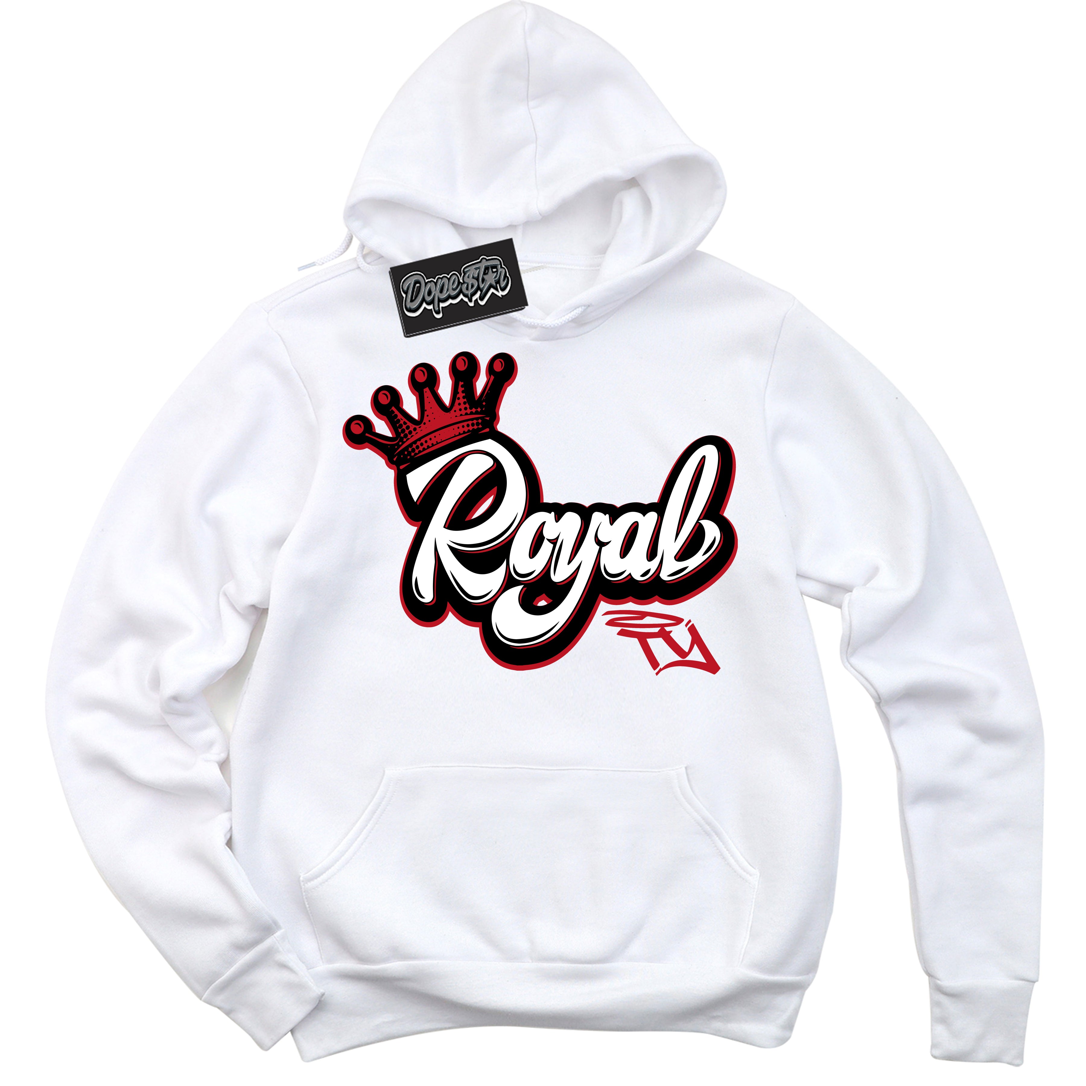 Cool White Hoodie with “ Royalty ”  design that Perfectly Matches Trophy Room 1s Jordans.
