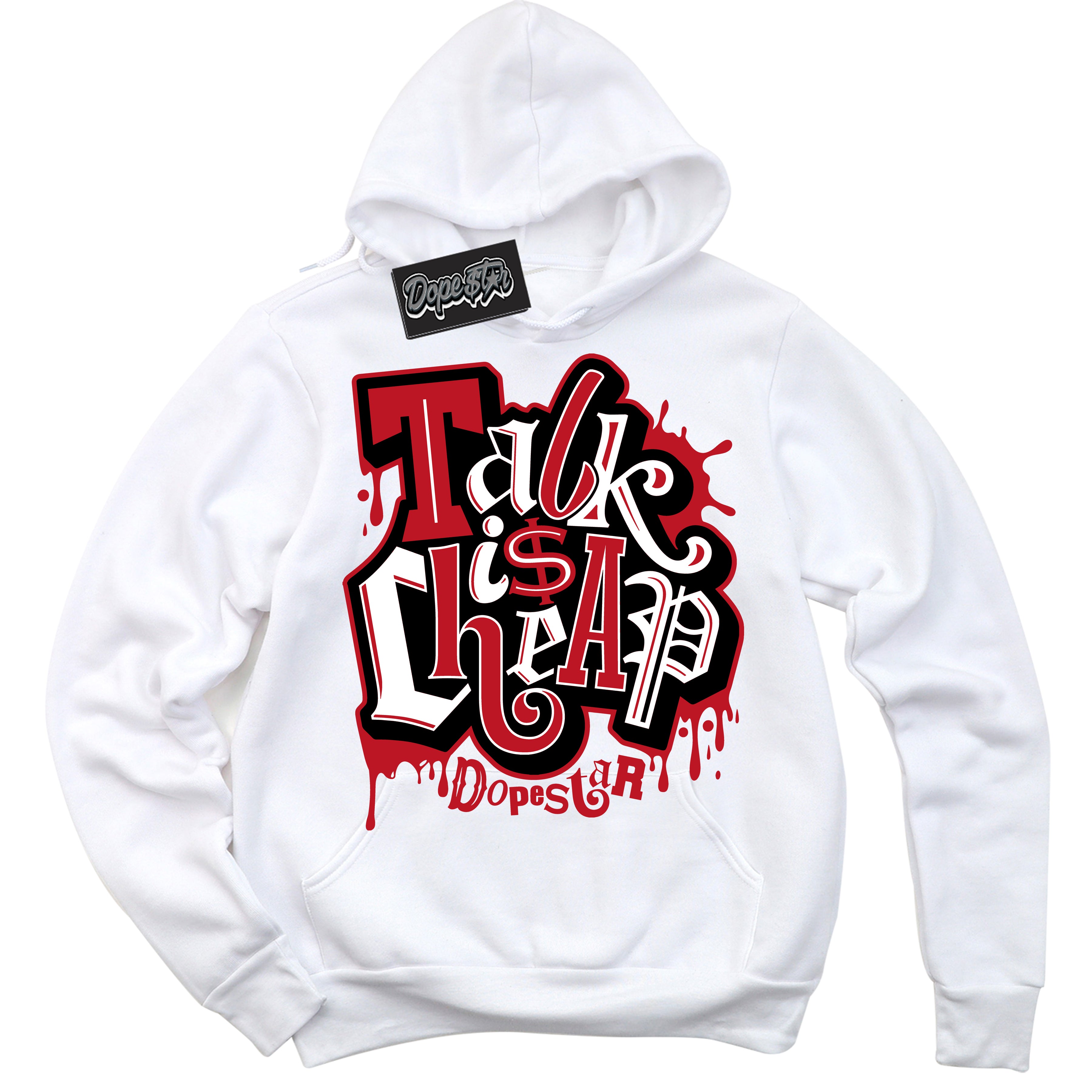 Cool White Hoodie with “ Talk Is Cheap ”  design that Perfectly Matches Trophy Room 1s Jordans.
