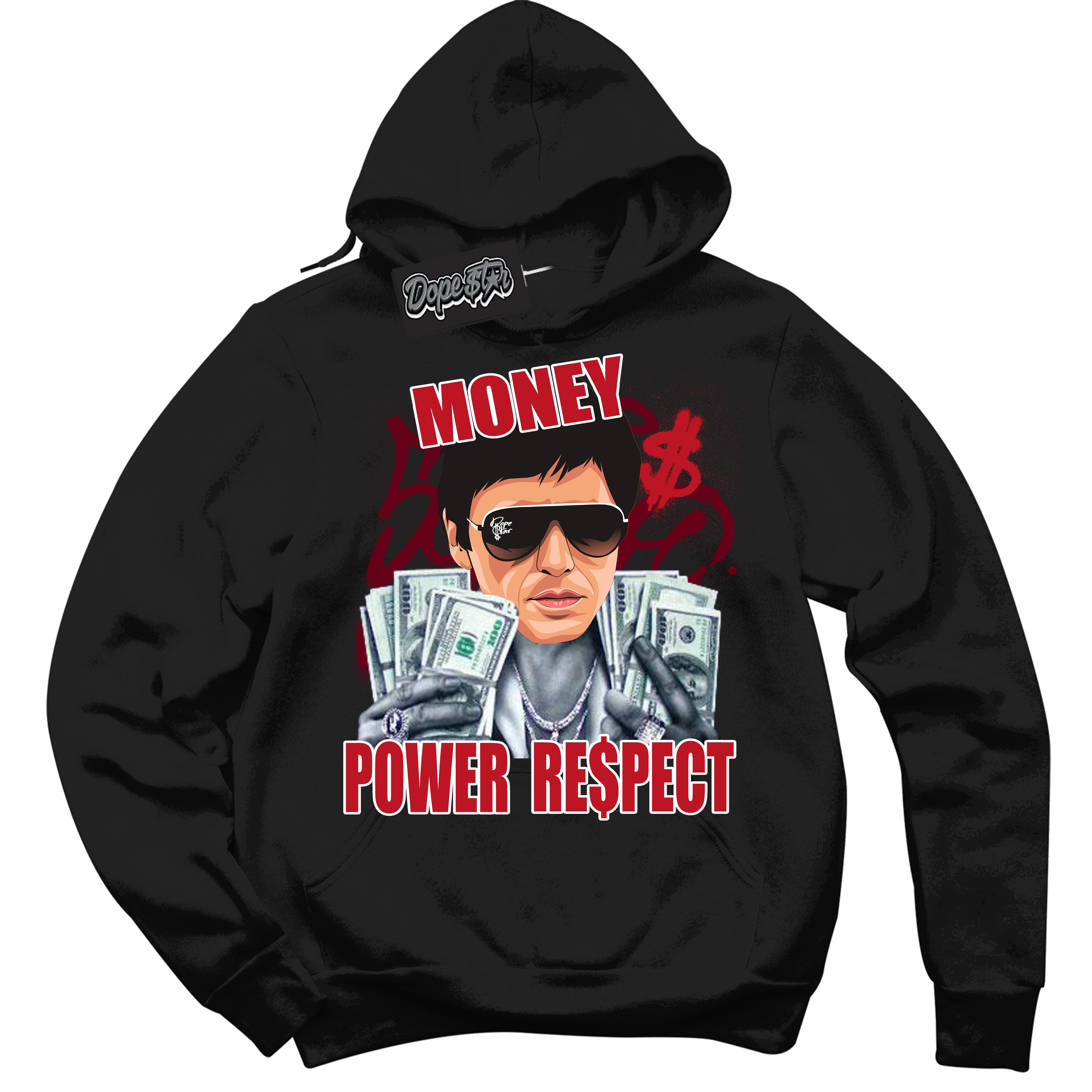 Cool Black Hoodie with “ Tony Montana ”  design that Perfectly Matches Trophy Room 1s Jordans.
