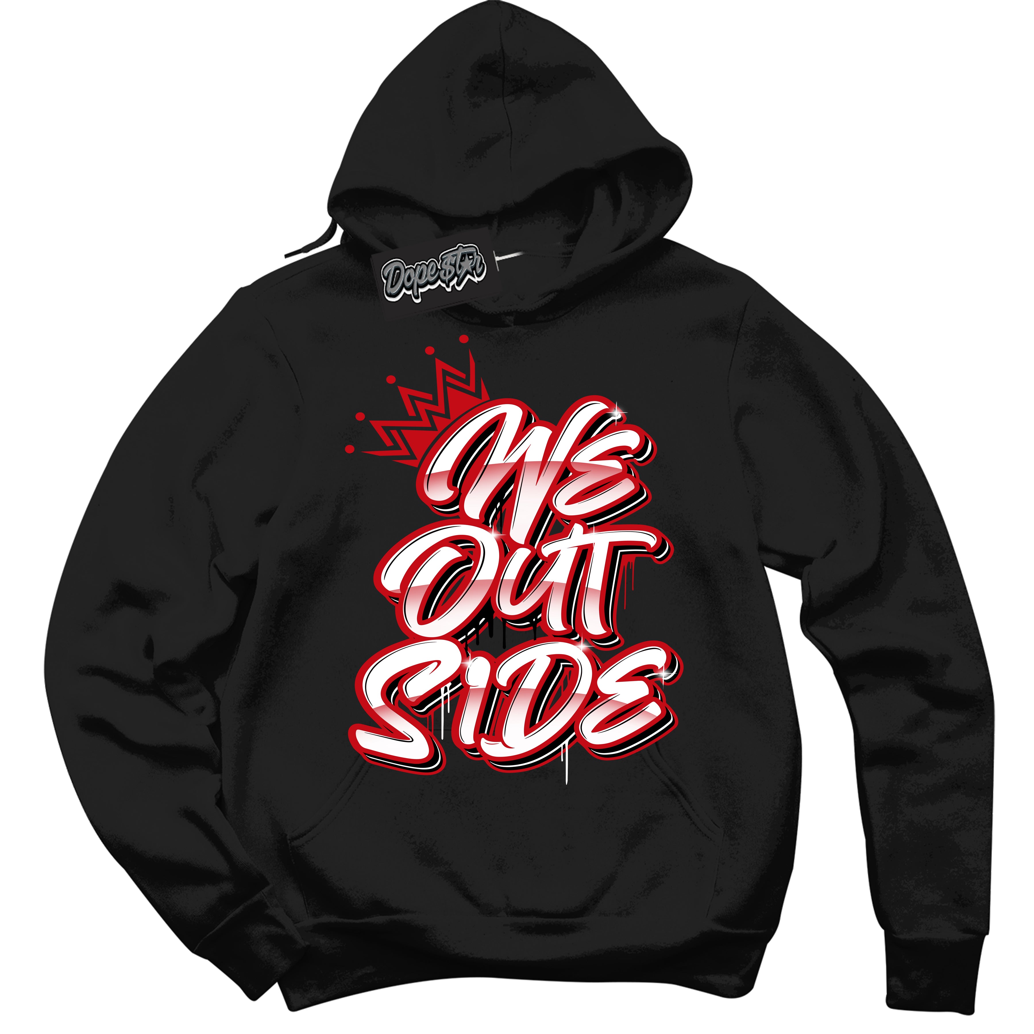 Cool Black Hoodie with “ We Outside ”  design that Perfectly Matches Trophy Room 1s Jordans.
