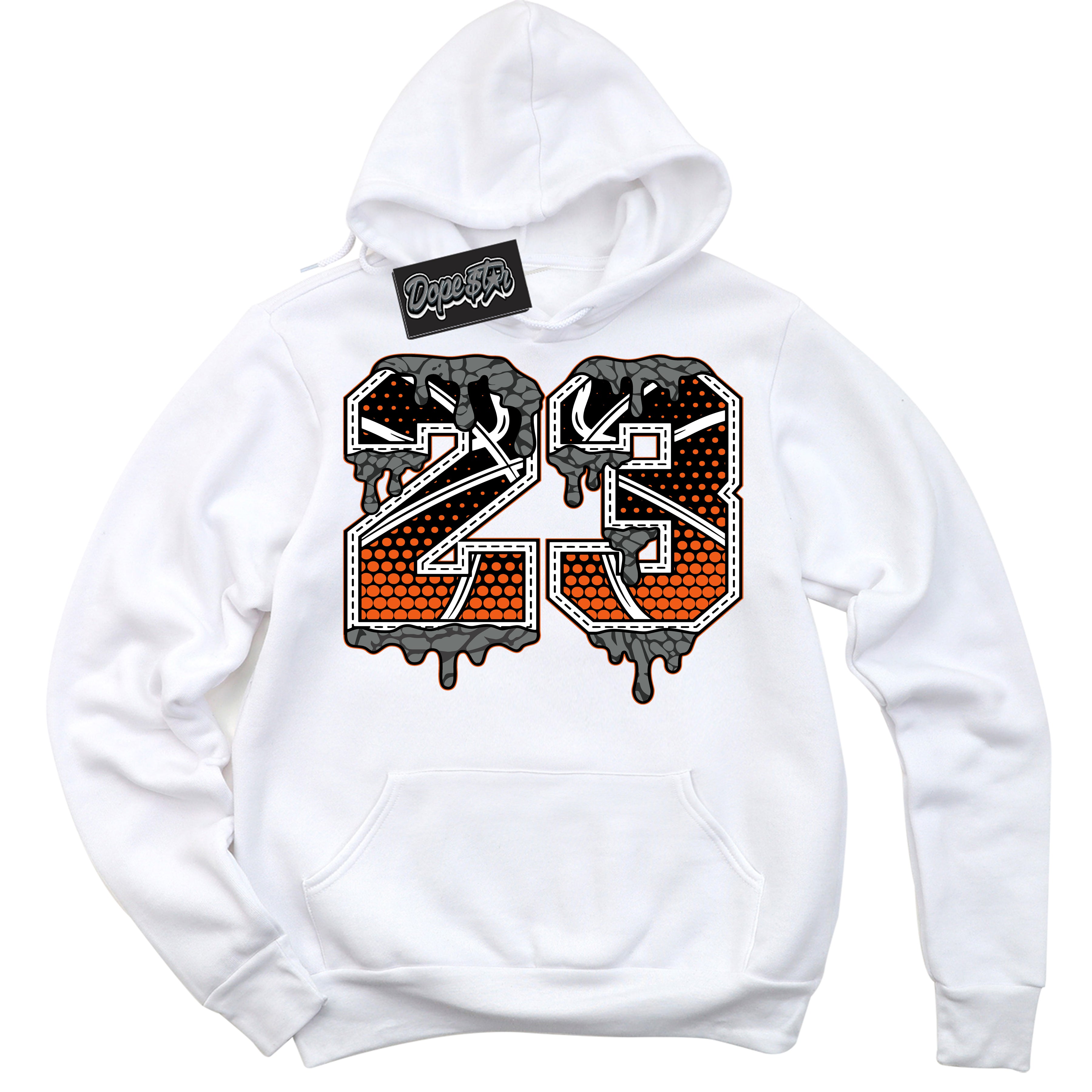 Cool White Graphic DopeStar Hoodie with “ 23 Ball “ print, that perfectly matches Fear Pack 3s sneakers