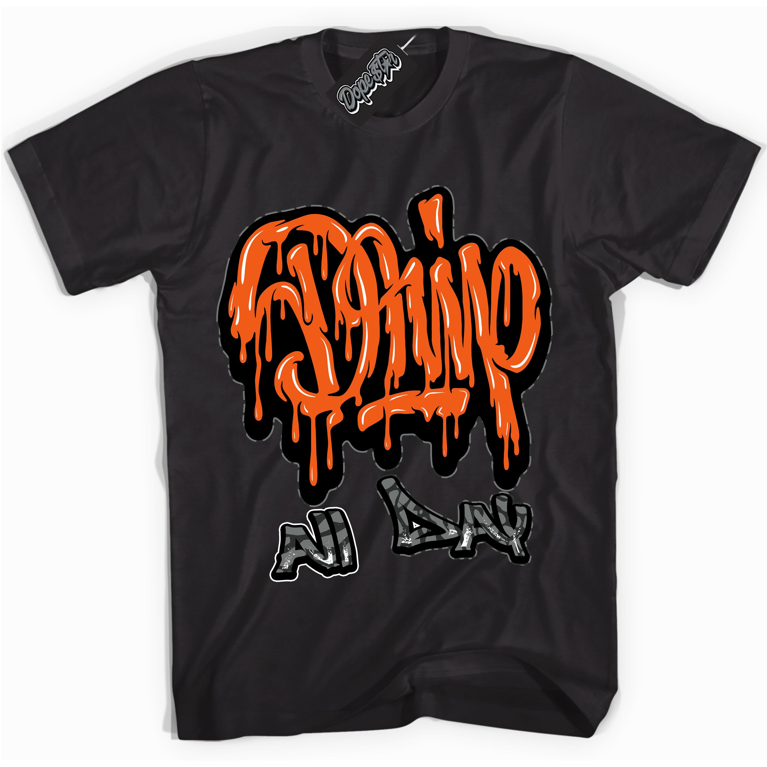 Cool Black graphic tee with “ Drip All Day ” design, that perfectly matches Fear Pack 3s sneakers 