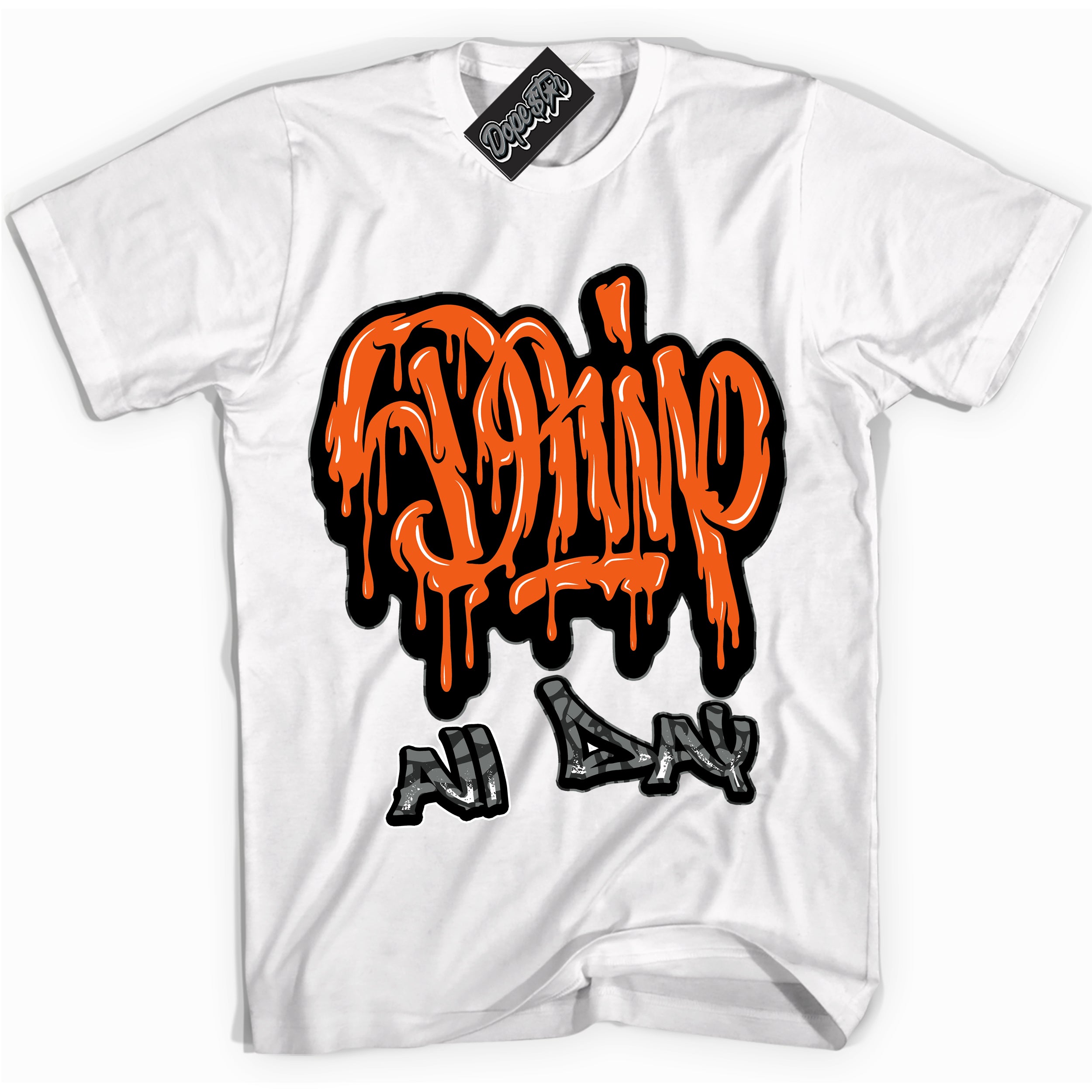 Cool White graphic tee with “ Drip All Day ” design, that perfectly matches Fear Pack 3s sneakers 