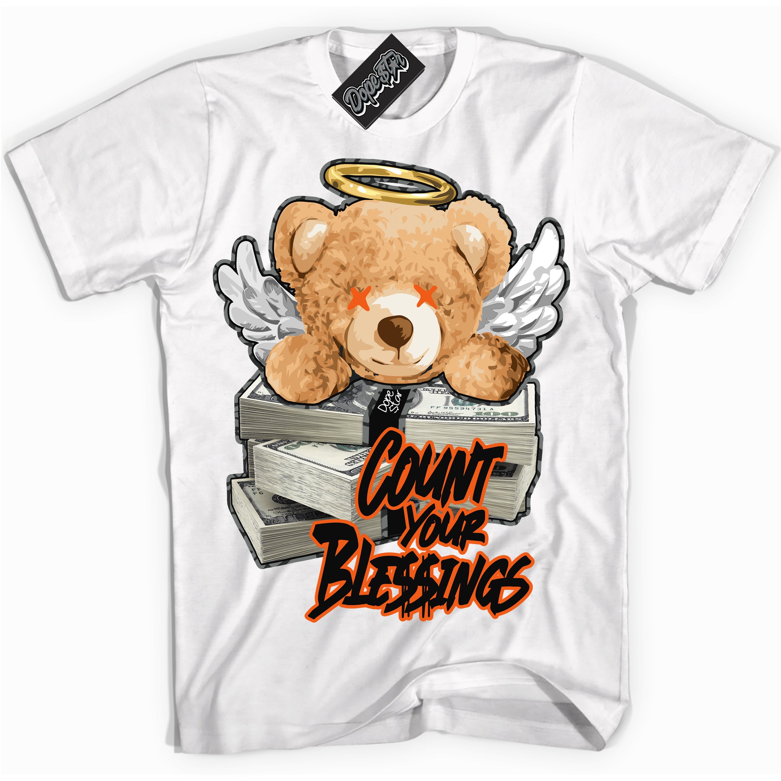 Cool White graphic tee with “ Glow Count Your Blessings ” design, that perfectly matches Fear Pack 3s sneakers 