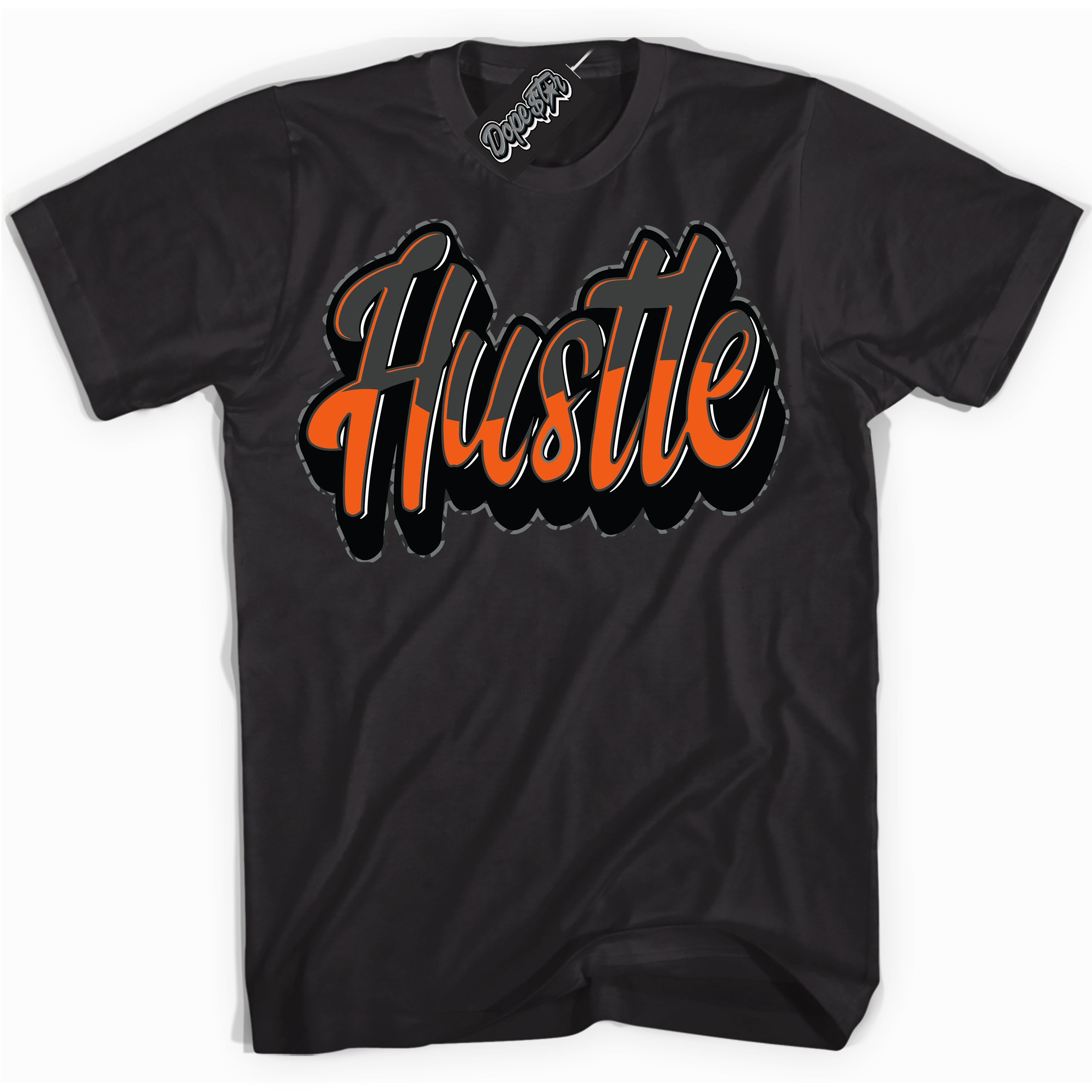 Cool Black graphic tee with “ Hustle ” design, that perfectly matches Fear Pack 3s sneakers 