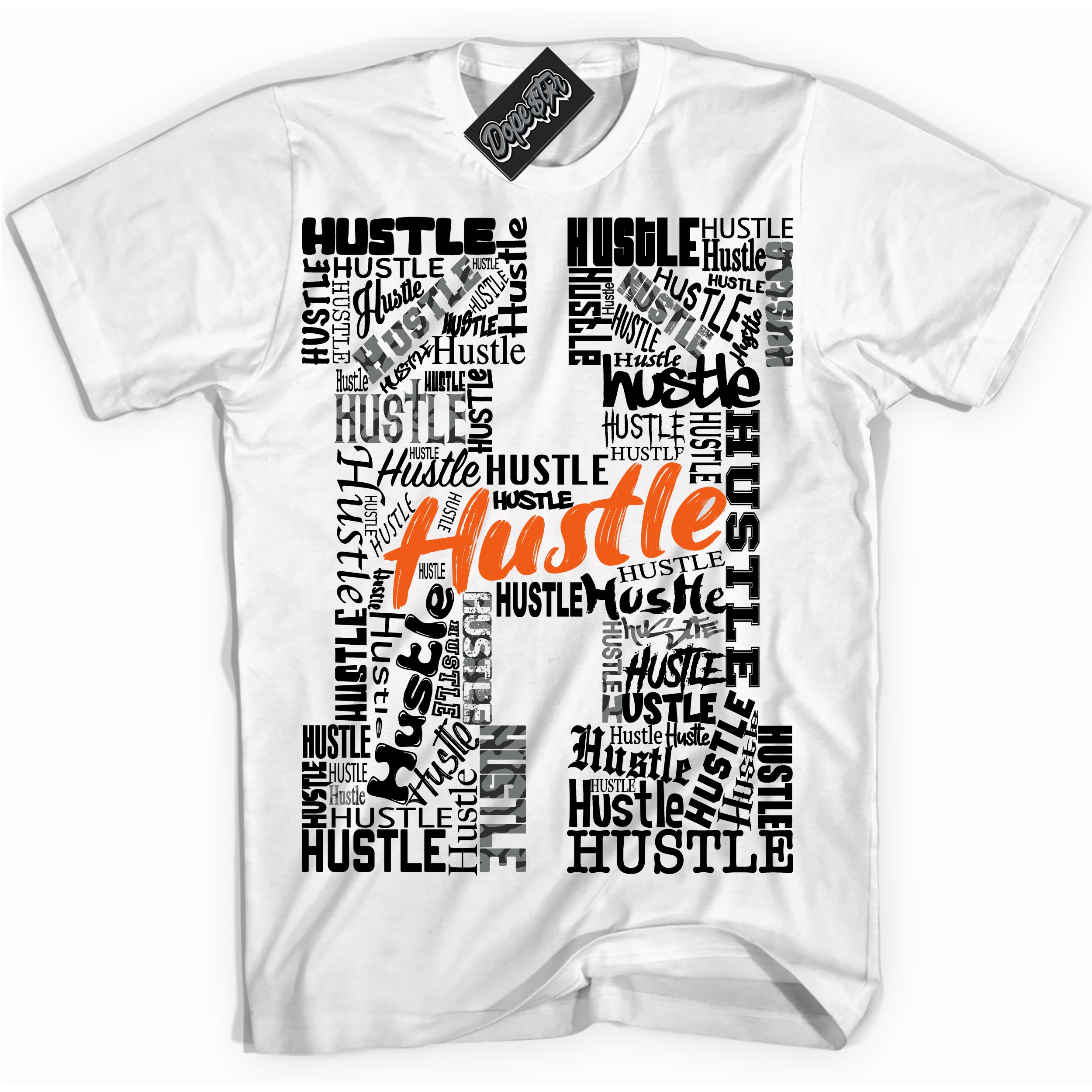 Cool White graphic tee with “ Hustle H ” design, that perfectly matches Fear Pack 3s sneakers 