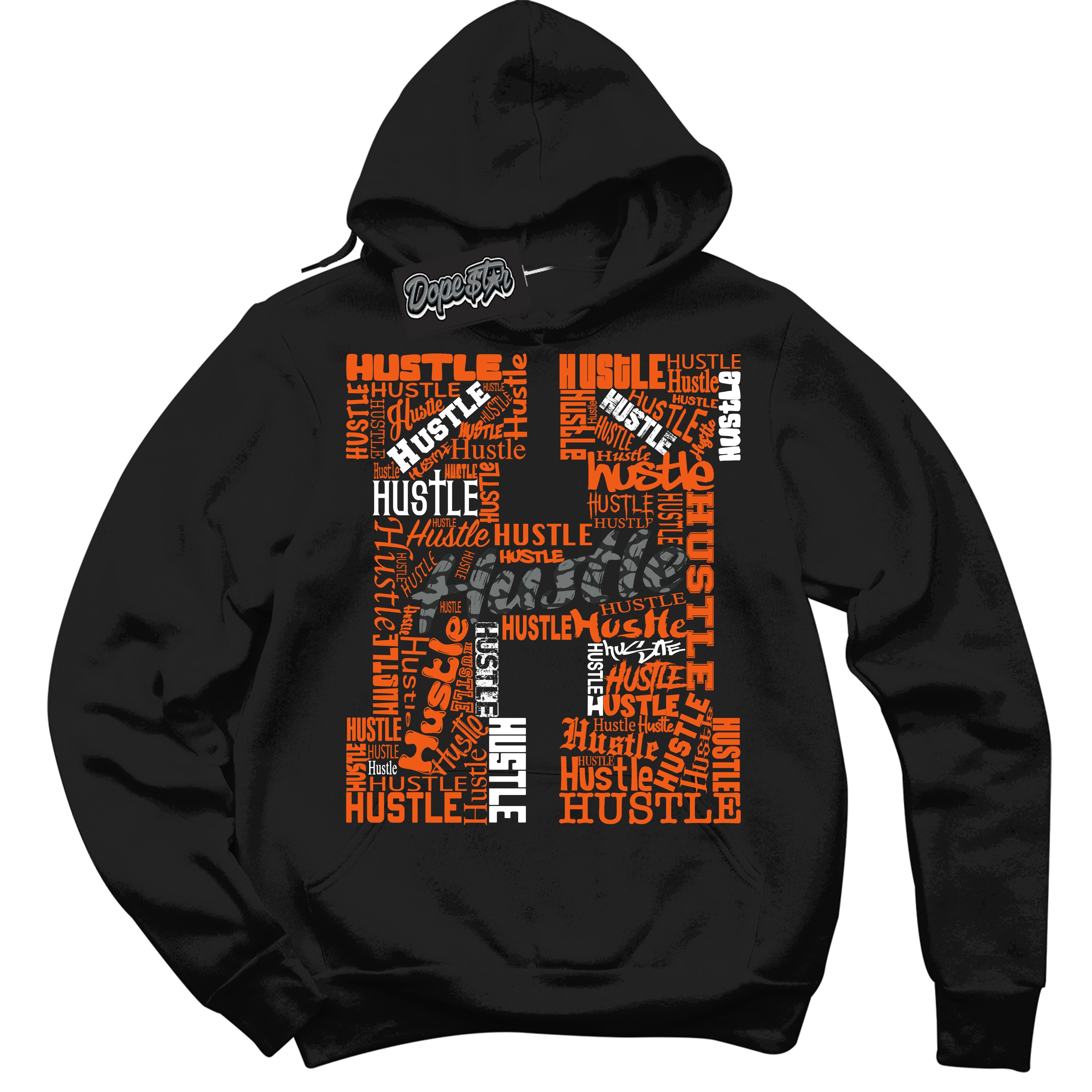 Cool Black Graphic DopeStar Hoodie with “  Hustle H  “ print, that perfectly matches Fear Pack 3s sneakers
