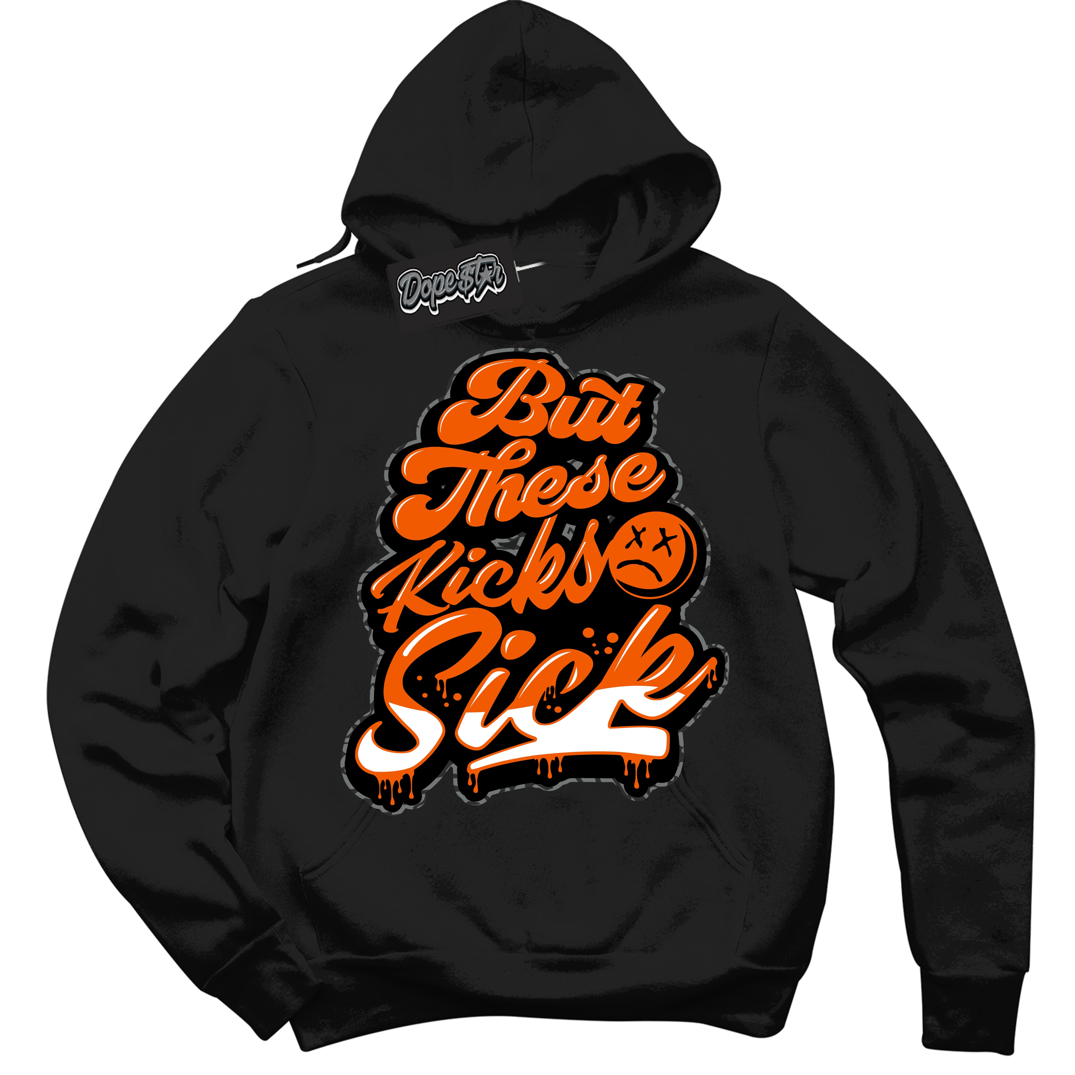 Cool Black Graphic DopeStar Hoodie with “ Kick Sick “ print, that perfectly matches Fear Pack 3s sneakers