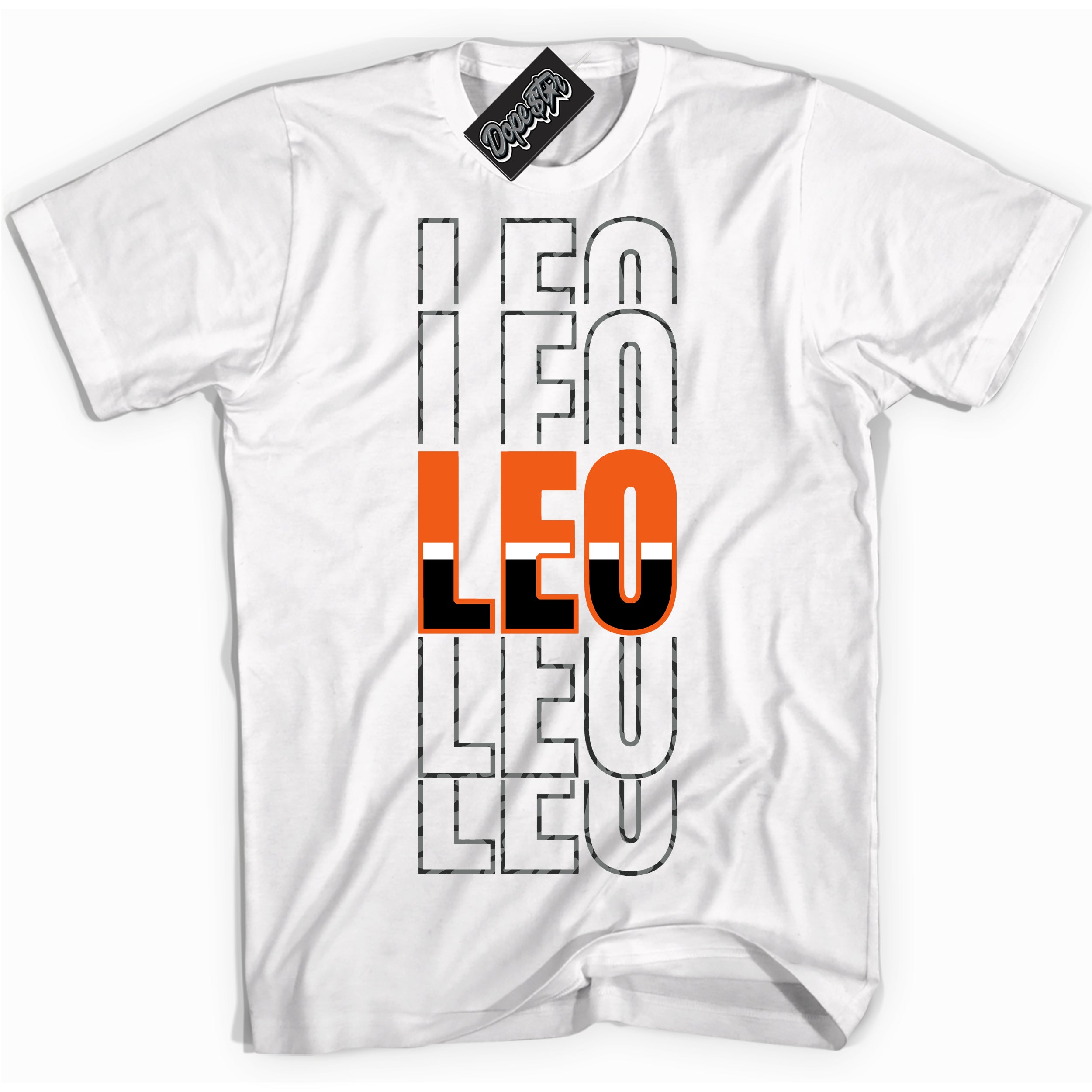 Cool White graphic tee with “ Leo ” design, that perfectly matches Fear Pack 3s sneakers 