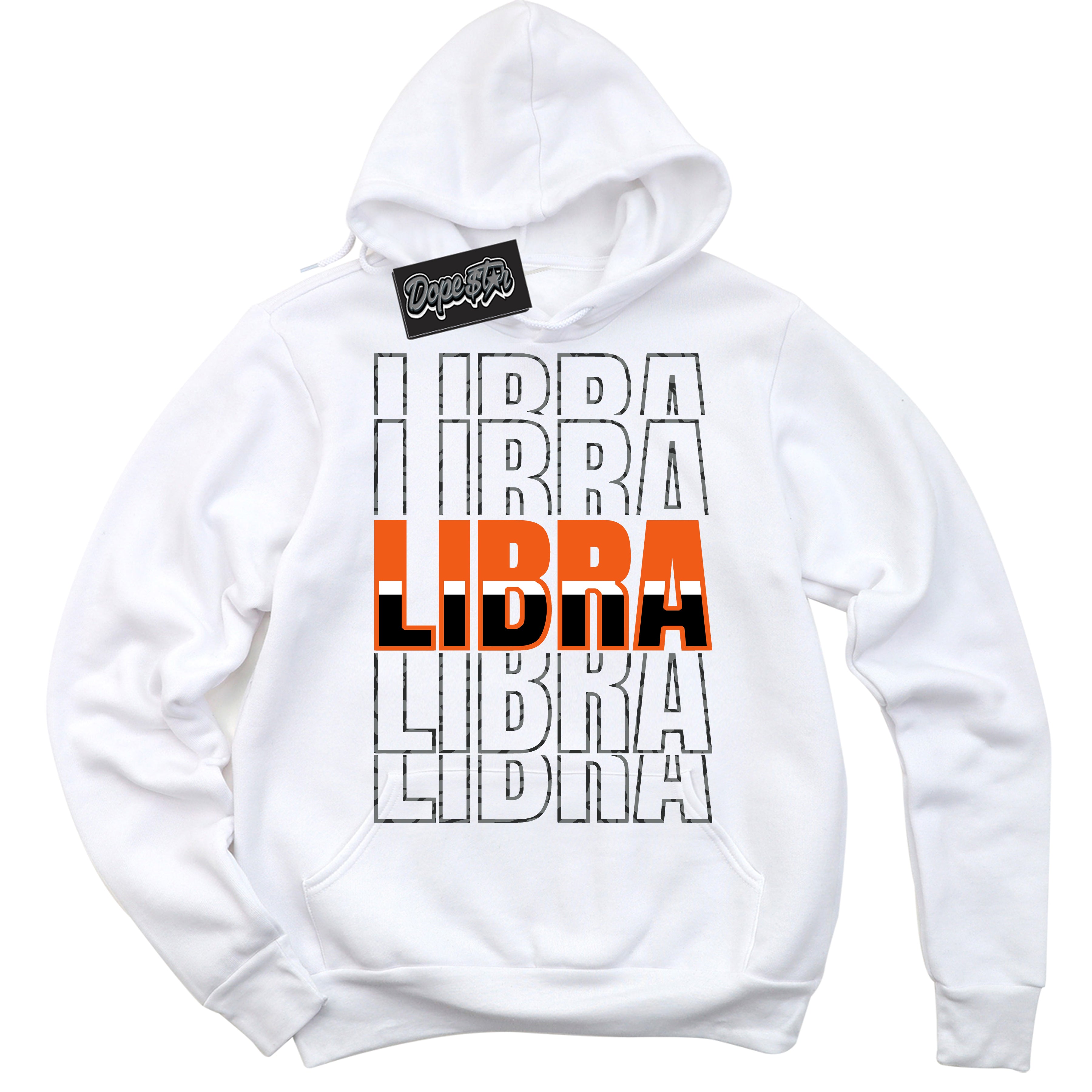 Cool White Graphic DopeStar Hoodie with “ Libra “ print, that perfectly matches Fear Pack 3s sneakers