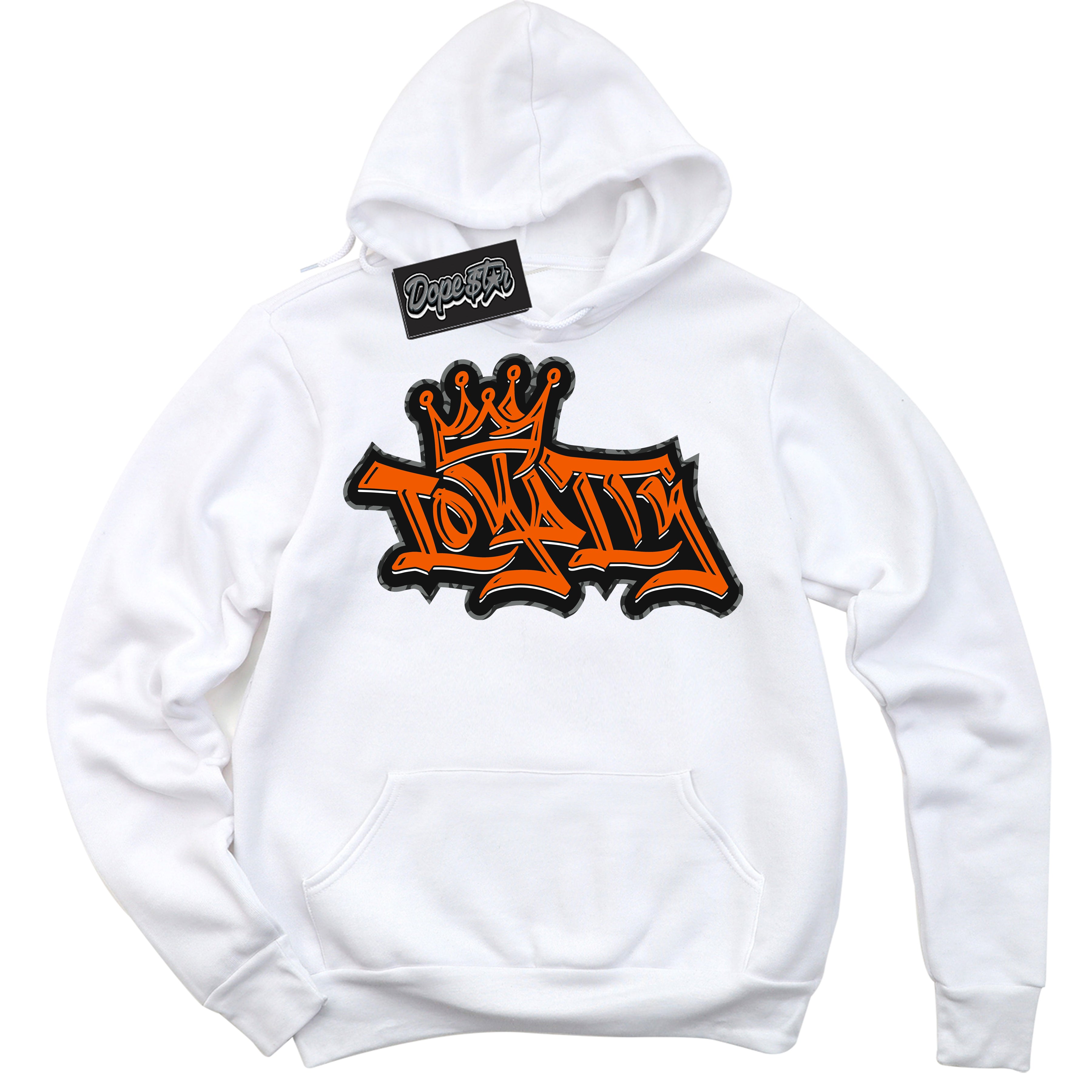 Cool White Graphic DopeStar Hoodie with “ Loyalty Crown “ print, that perfectly matches Fear Pack 3s sneakers